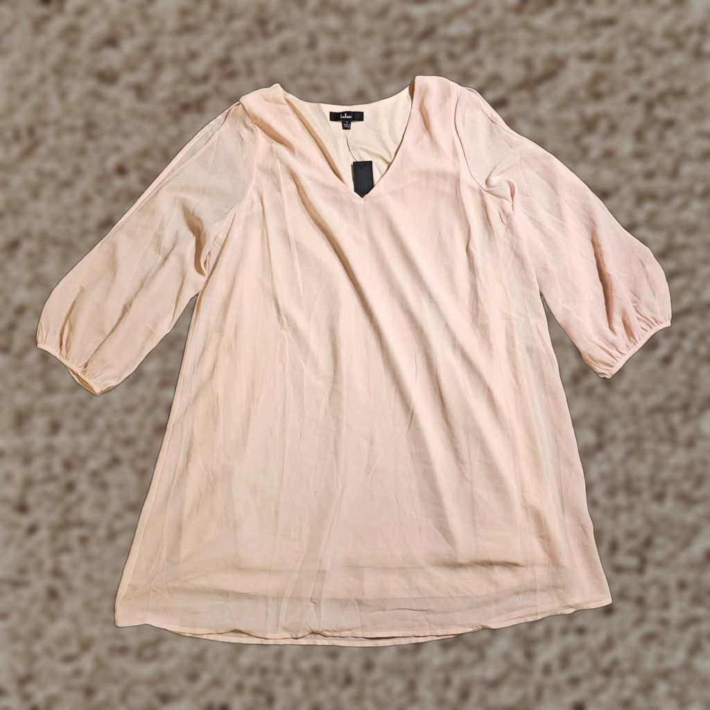 Lulus Lulus Dress Womens Large Pink Long Sleeve Sheer Mini Short Event Party Cocktail Shirt Size L / US 10 / IT 46 - 1 Thumbnail