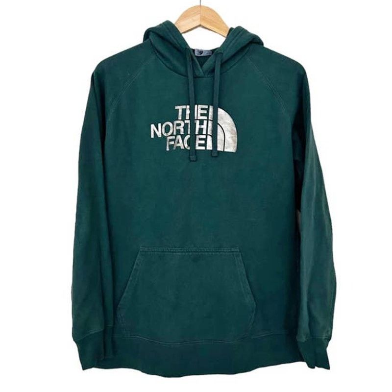 The North Face The North Face Green Gold Spell Out Hoodie Sz L Size L / US 10 / IT 46 - 1 Thumbnail