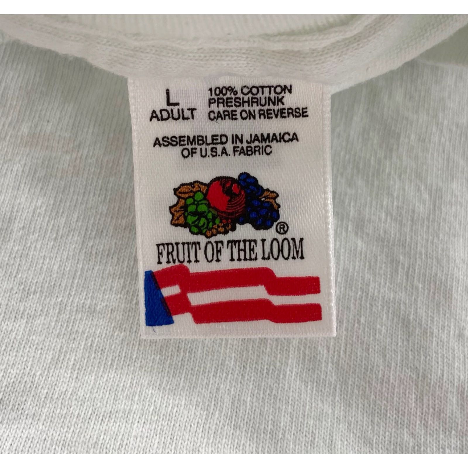 Fruit Of The Loom VINTAGE 90s Fruit of the Loom Cartoon Political T-Shirt Adult Large White Tint Short Sleeve Graphic Tee Unisex Size US L / EU 52-54 / 3 - 7 Thumbnail