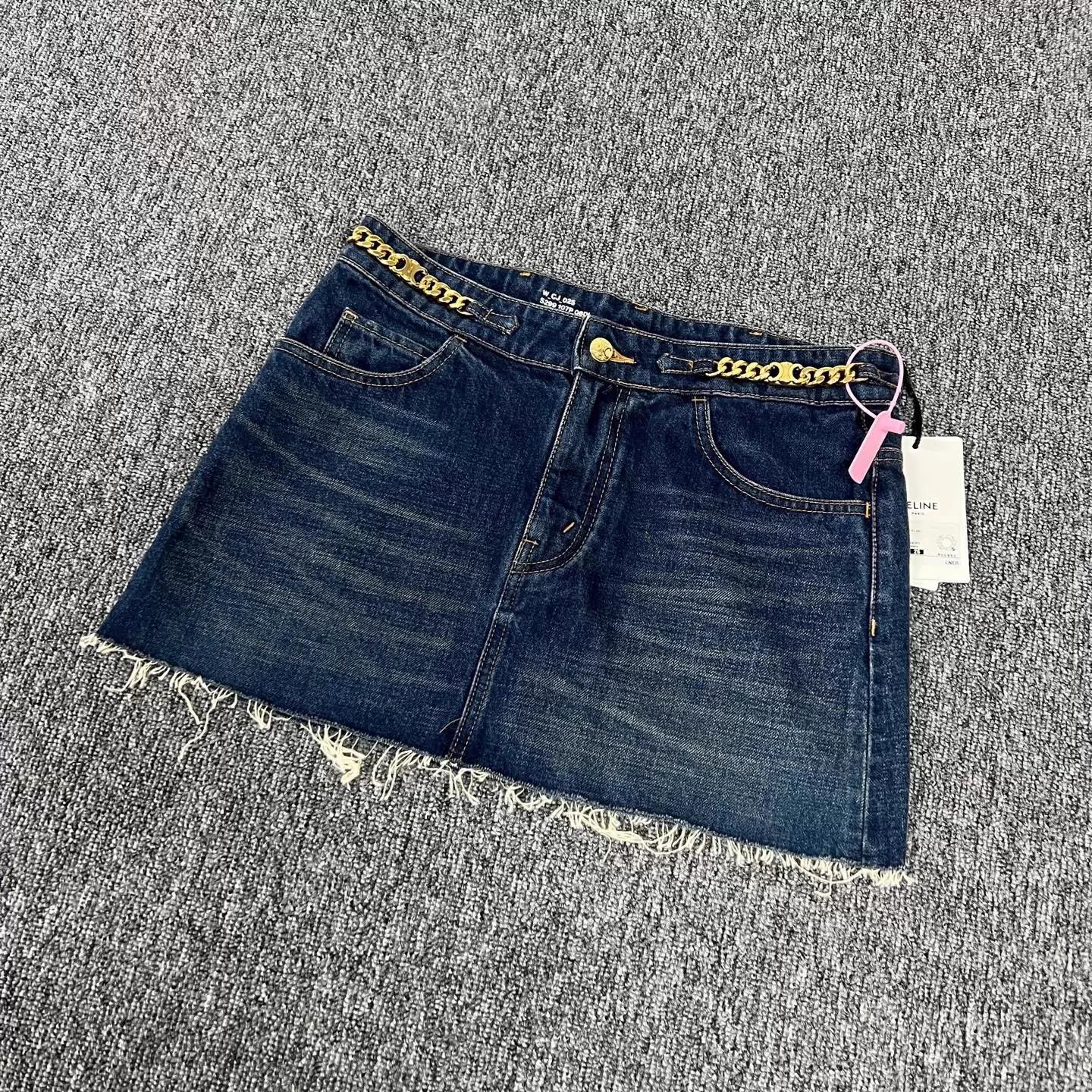 Celine Celine Triomphe Chain Tassel Hem Denim Skirt 26 Size 26" / US 2 / IT 38 - 3 Thumbnail