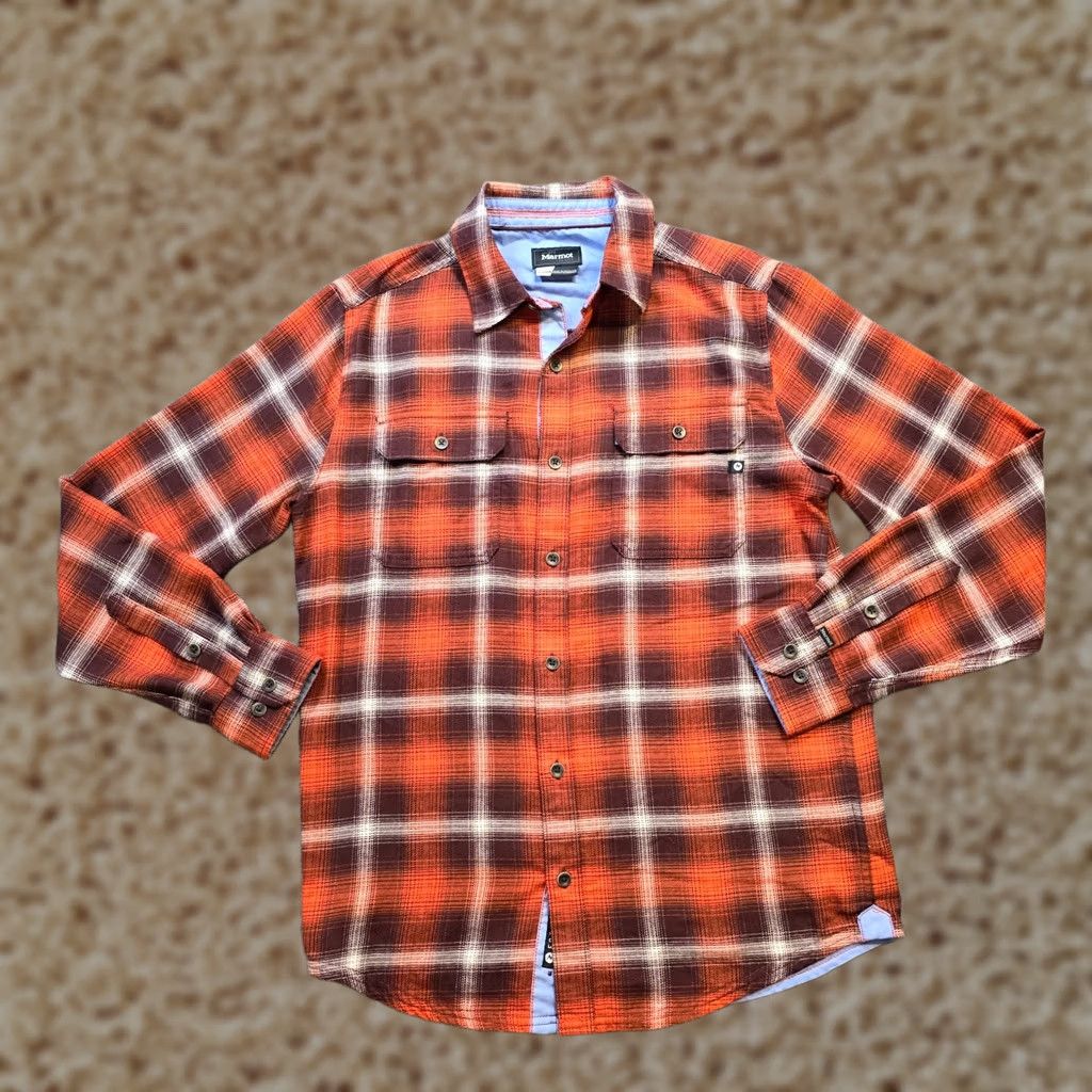 Marmot Marmot Shirt Men Small Orange Plaid Flannel Button Long Sleeve Camp Hike Outdoor Size US S / EU 44-46 / 1 - 1 Thumbnail