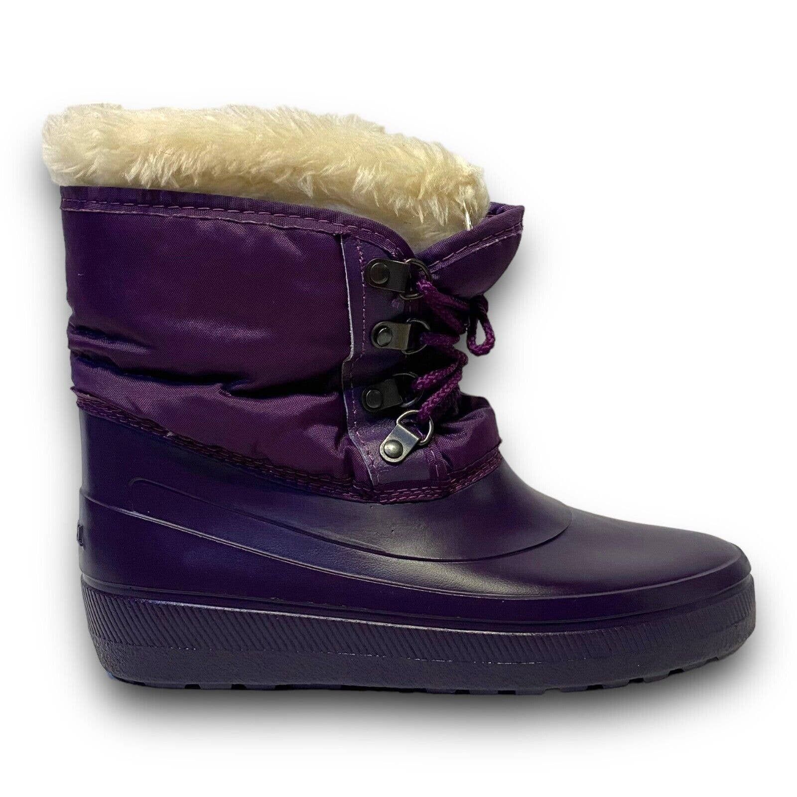 Vintage Vintage Sorel Purple Fur Lined Rubber Winter Rain Snow Boots Size US 5 / IT 35 - 4 Thumbnail