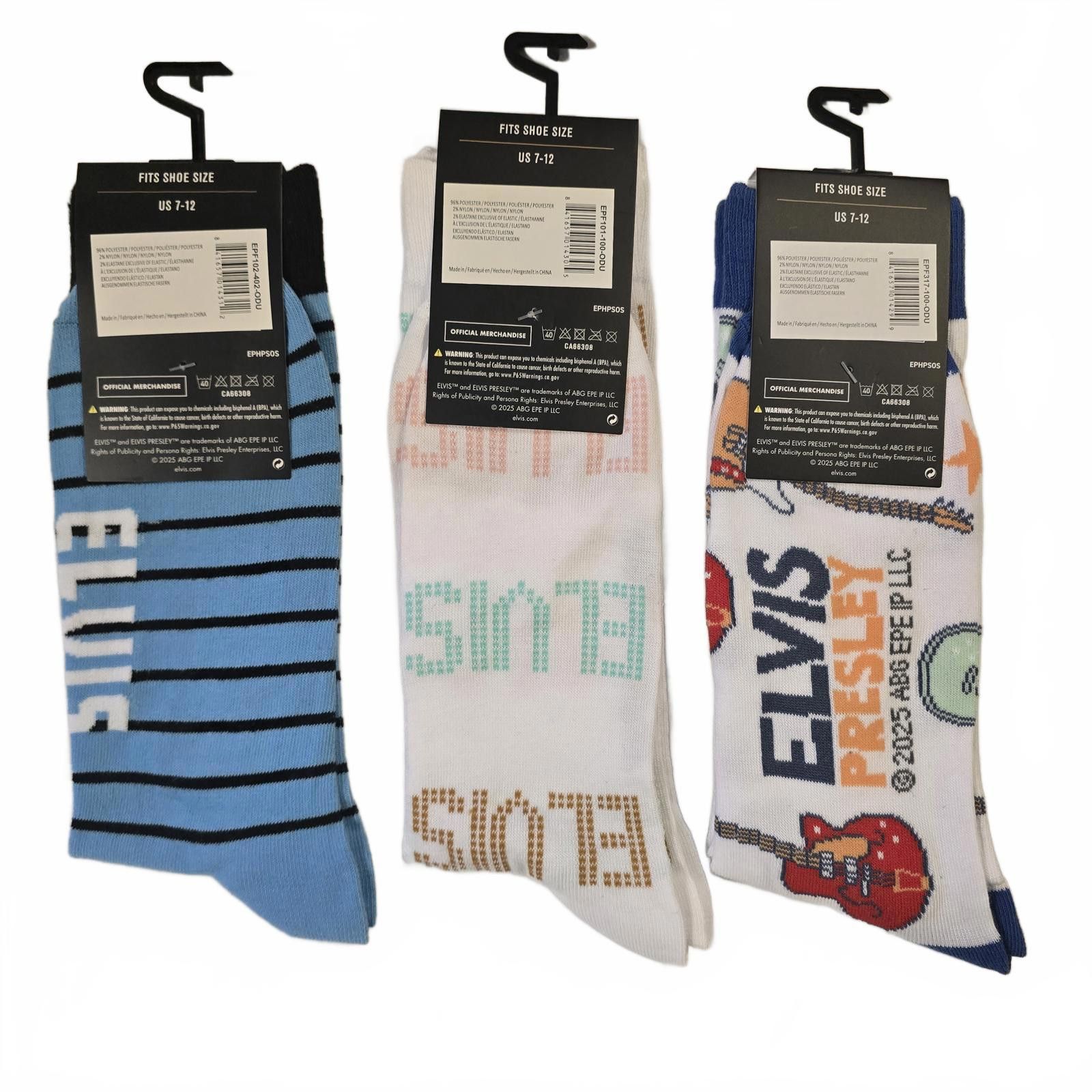 Designer Elvis Presley Sock Set - Official Merchandise - 3 Pair Size ONE SIZE - 2 Thumbnail