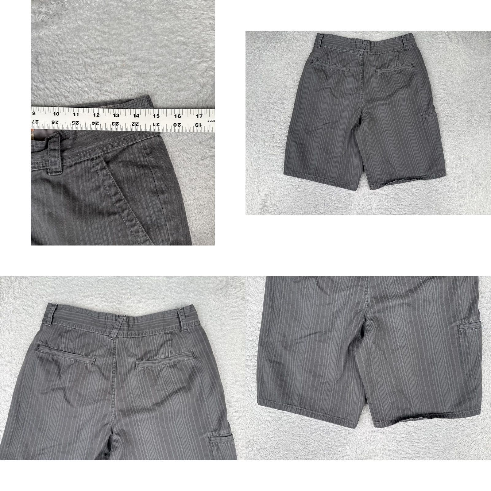 Vintage Op Shorts Mens 32 Gray Striped Canvas Chino Flat Front 10 Inseam Casual Summer Size US 32 / EU 48 - 9 Thumbnail
