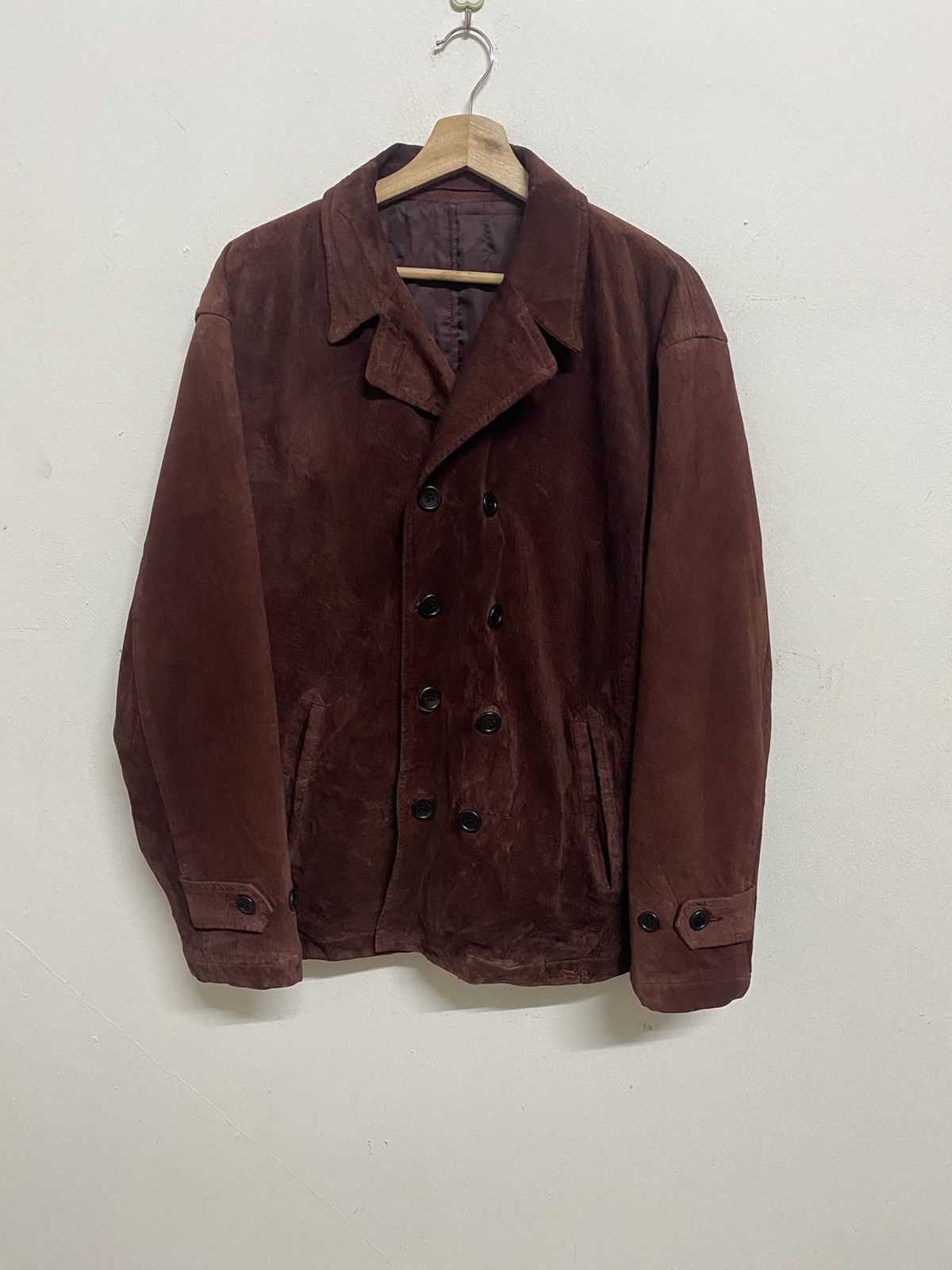 Peyton Place For Men Double Breasted Suede Leather Jacket