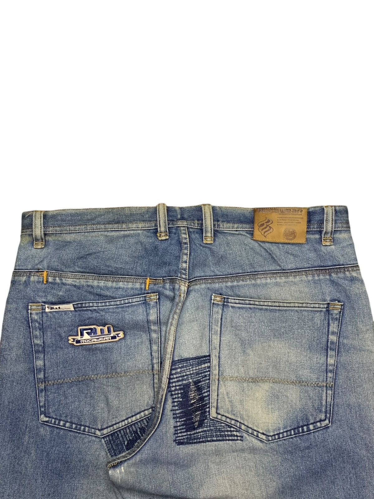 Japanese Brand × Rocawear Vintage Rocawear Faded Wash Patched Distressed Baggy Jeans Size US 37 - 10 Thumbnail