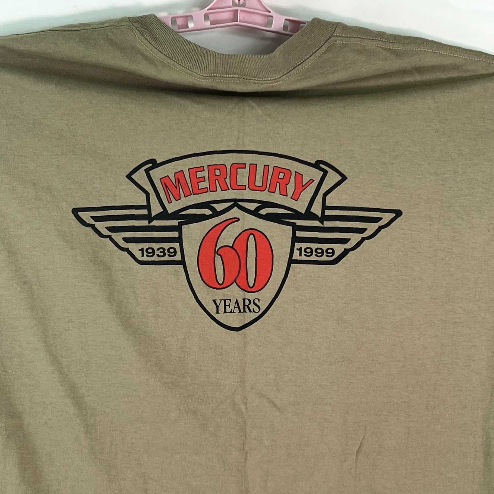 Vintage Softee Tee Jays Mens Khaki T Shirt Size 2XL Mercury 60 Years The Water Calls Size US XXL / EU 58 / 5 - 3 Thumbnail