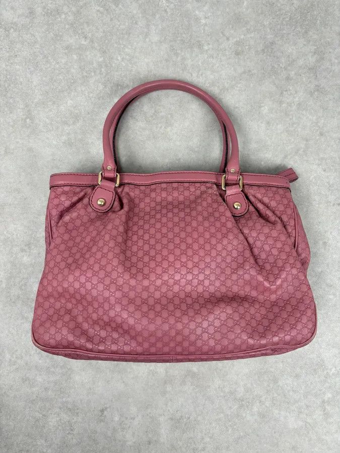 Gucci 2000s Gucci Sukey Monogram Pink Leather Handle Bag Size ONE SIZE - 6 Thumbnail