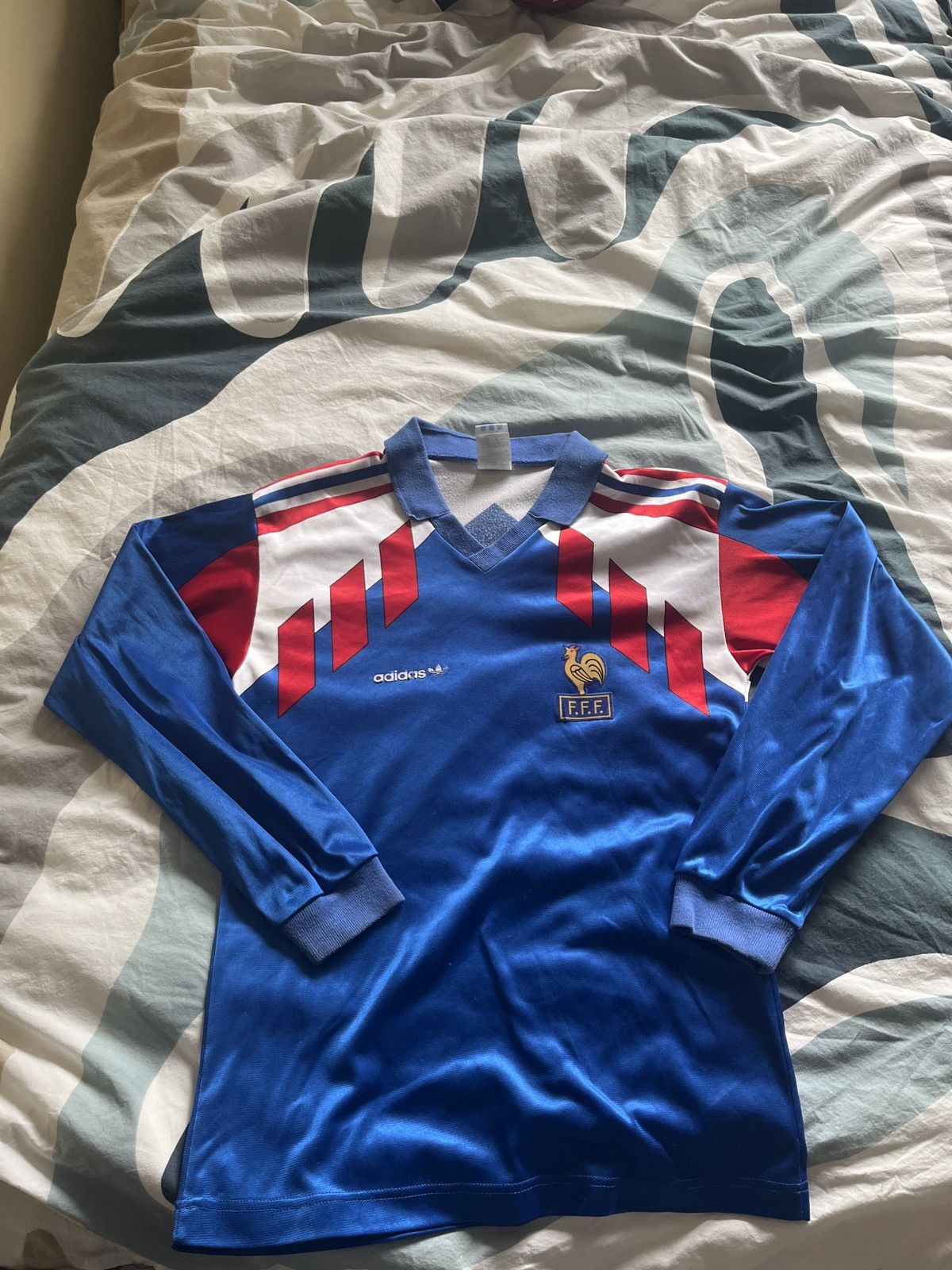 Adidas Authentic France 1990-92 long sleeve home kit Size US XXS / EU 40 - 2 Thumbnail