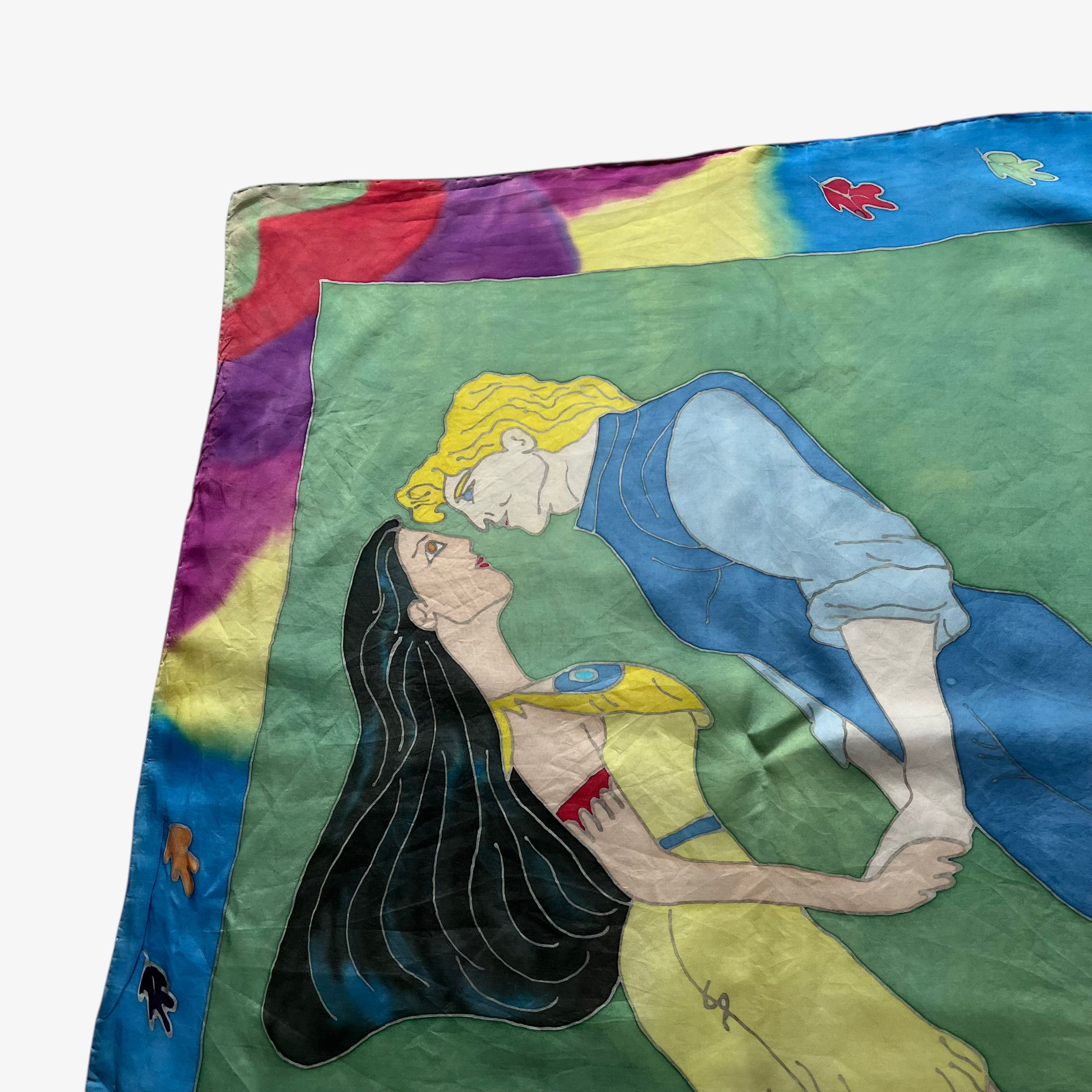 Disney Vintage 90s Disney Pocahontas Floral Hand Painted Silk Scarf Size ONE SIZE - 5 Thumbnail