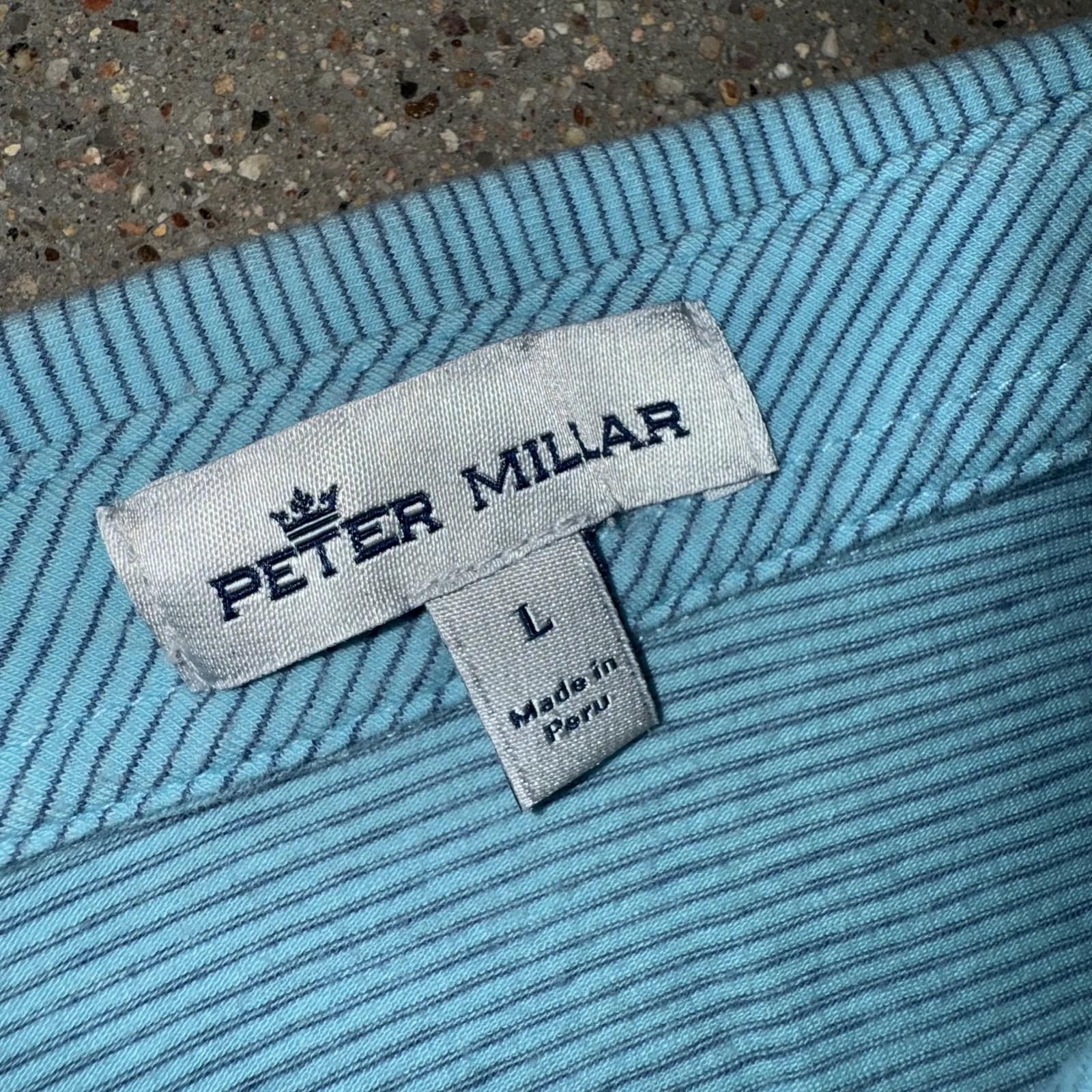 Peter Millar Peter Millar Polo Shirt Mens L Blue Striped Pima Cotton Golf Size US L / EU 52-54 / 3 - 4 Thumbnail