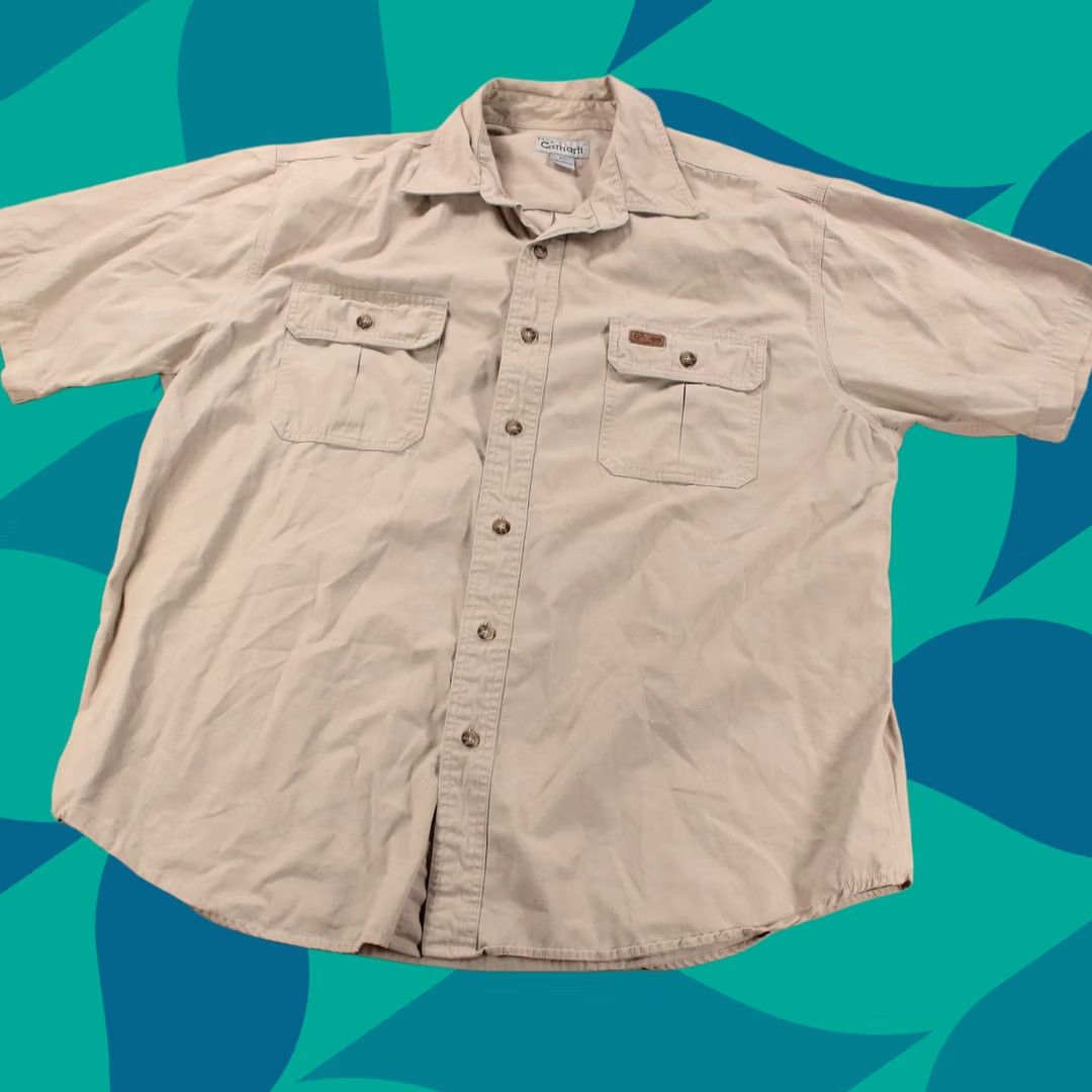 Carhartt CARHARTT mens short sleeve work shirt XL beige tan Size US XL / EU 56 / 4 - 1 Thumbnail