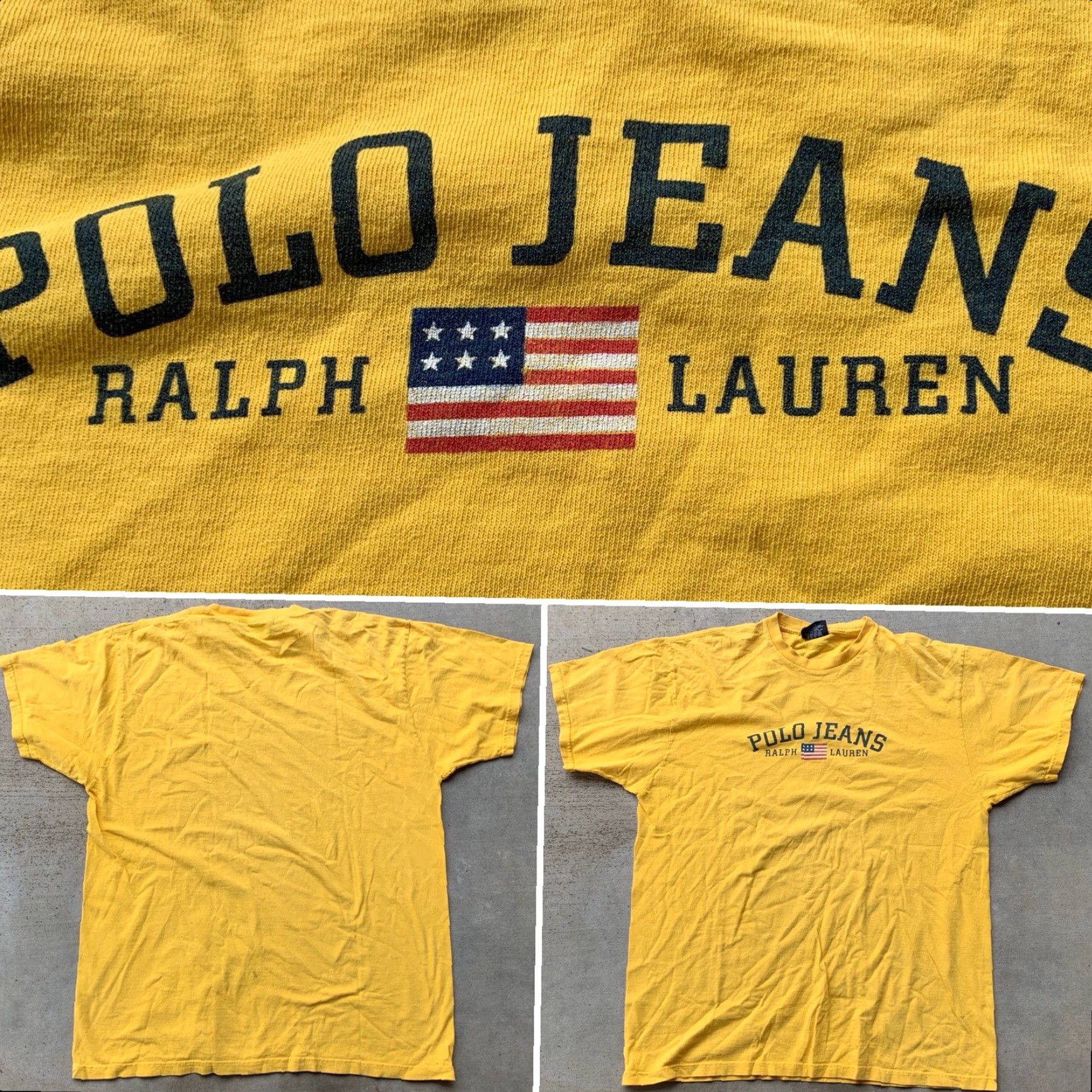 Ralph Lauren VINTAGE Ralph Lauren Polo Jeans Spell Out USA Flag T Shirt Yellow M Mens Graphic Tee 90s 2000s Size US M / EU 48-50 / 2 - 3 Thumbnail