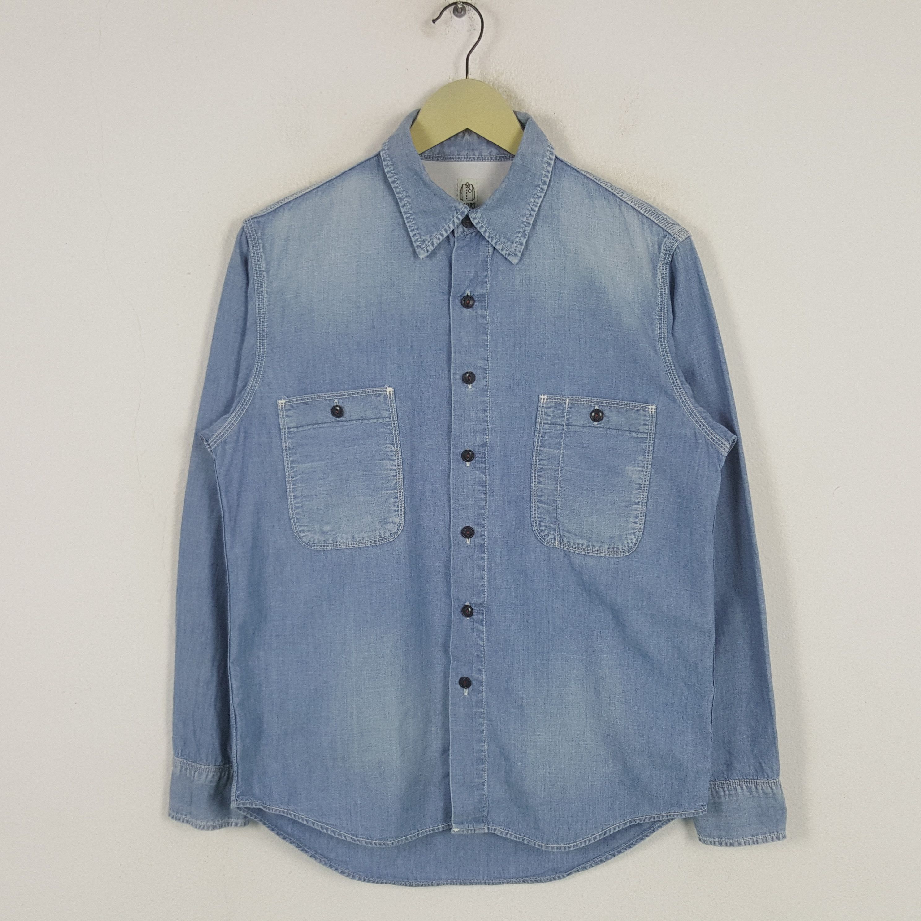 Japanese Brand × Vintage Vintage SHIRT TARO Denim Button Up Shirt Size US S / EU 44-46 / 1 - 1 Thumbnail