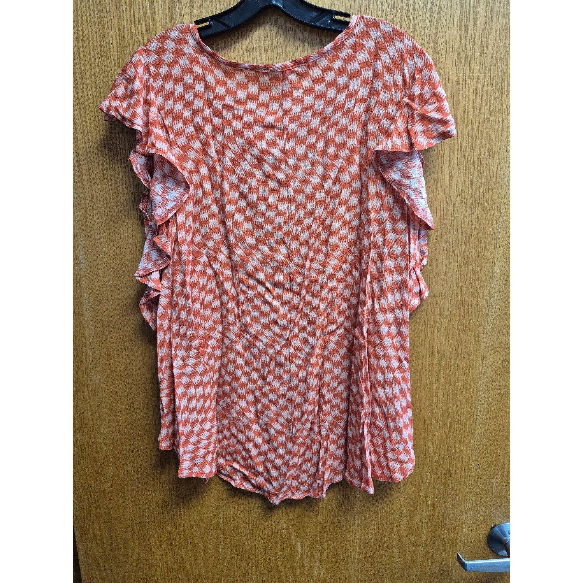 Other Orange & White Patterned Ruffle Sleeve Top Jade By Jane M 10 Size M / US 6-8 / IT 42-44 - 4 Thumbnail