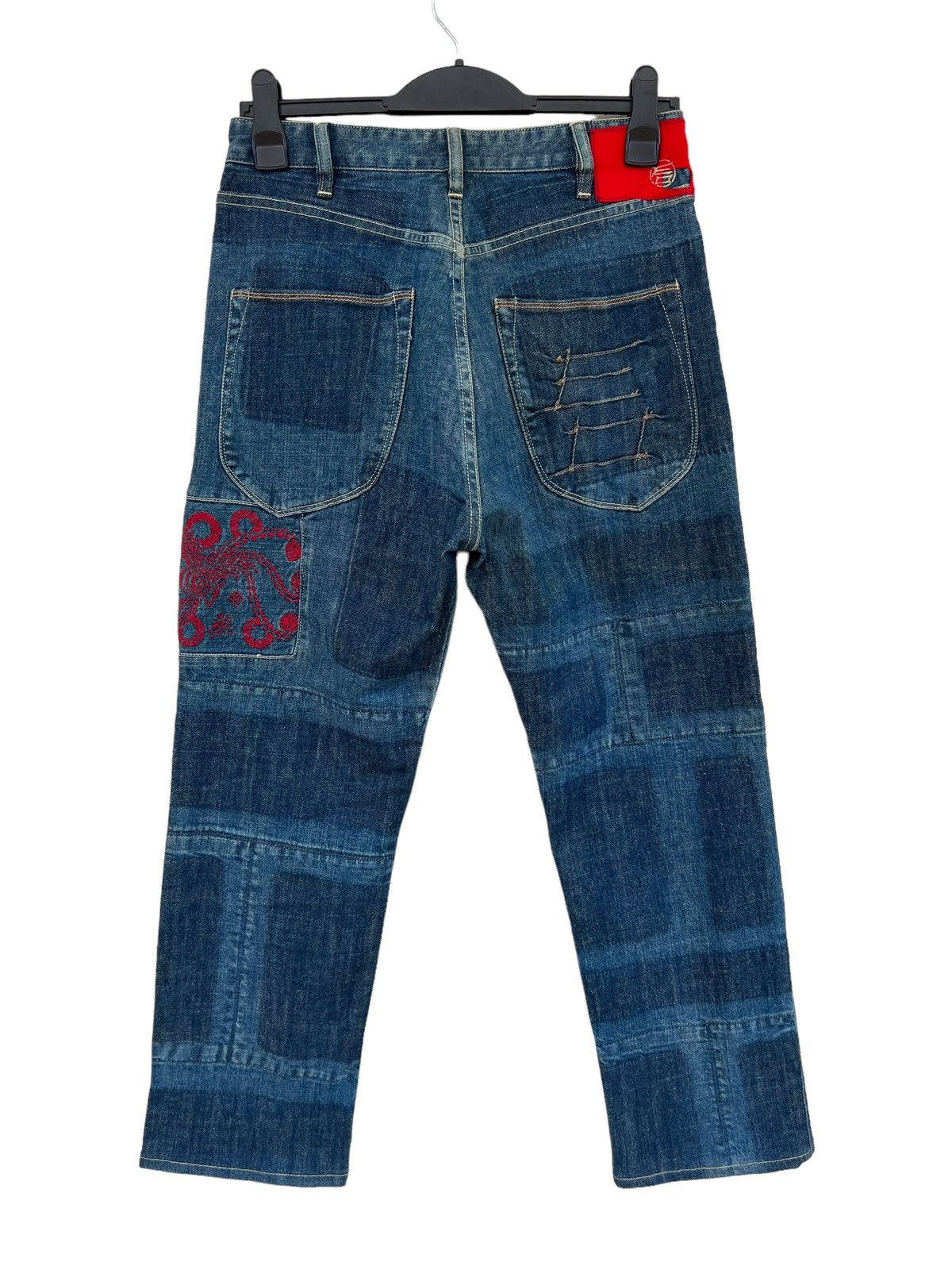 Vintage Japan Brand Etienne Ozeki Patchwork Embroidery Denim Jeans Size US 30 / EU 46 - 13 Thumbnail