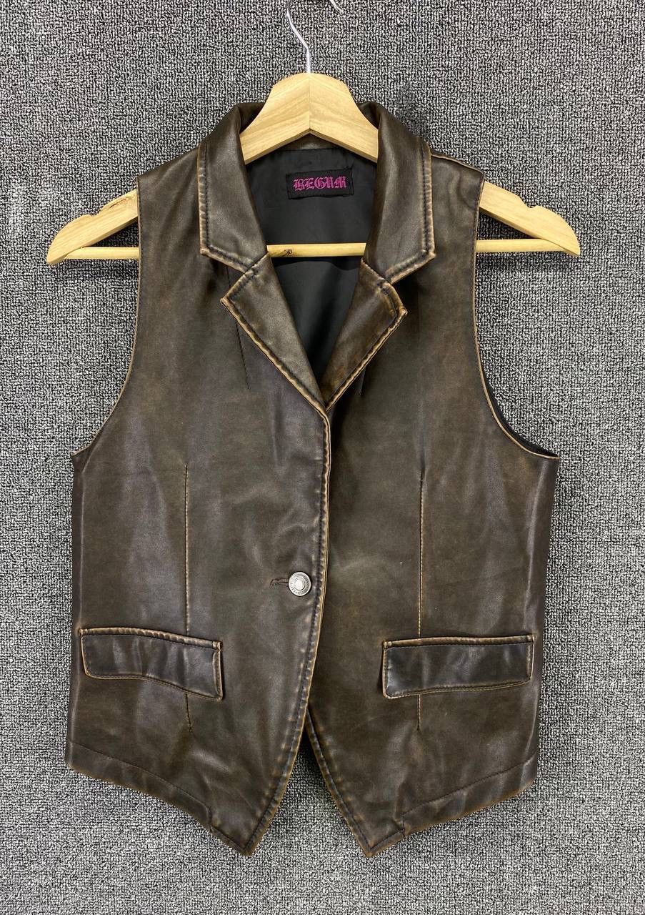 Japanese Brand Vintage Rebilah Leather Vest Size L / US 10 / IT 46 - 1 Thumbnail