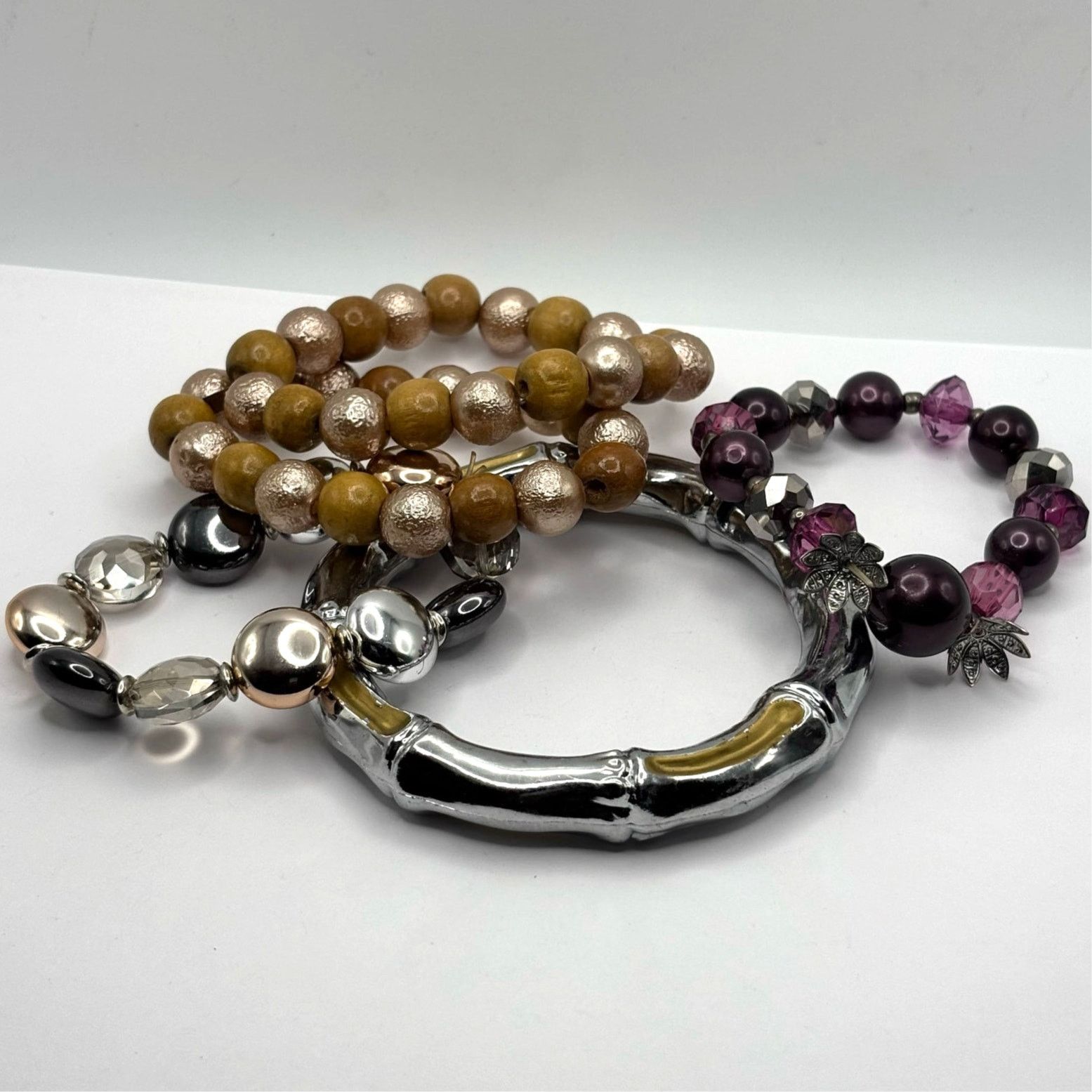 Other Silver & Purple Floral Bracelet Bundle Size ONE SIZE - 2 Thumbnail