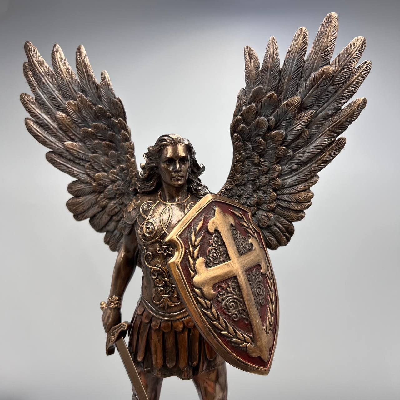 Vintage Archangel Michael Statue Figure Polystone Bronze Home Decor Size ONE SIZE - 1 Thumbnail