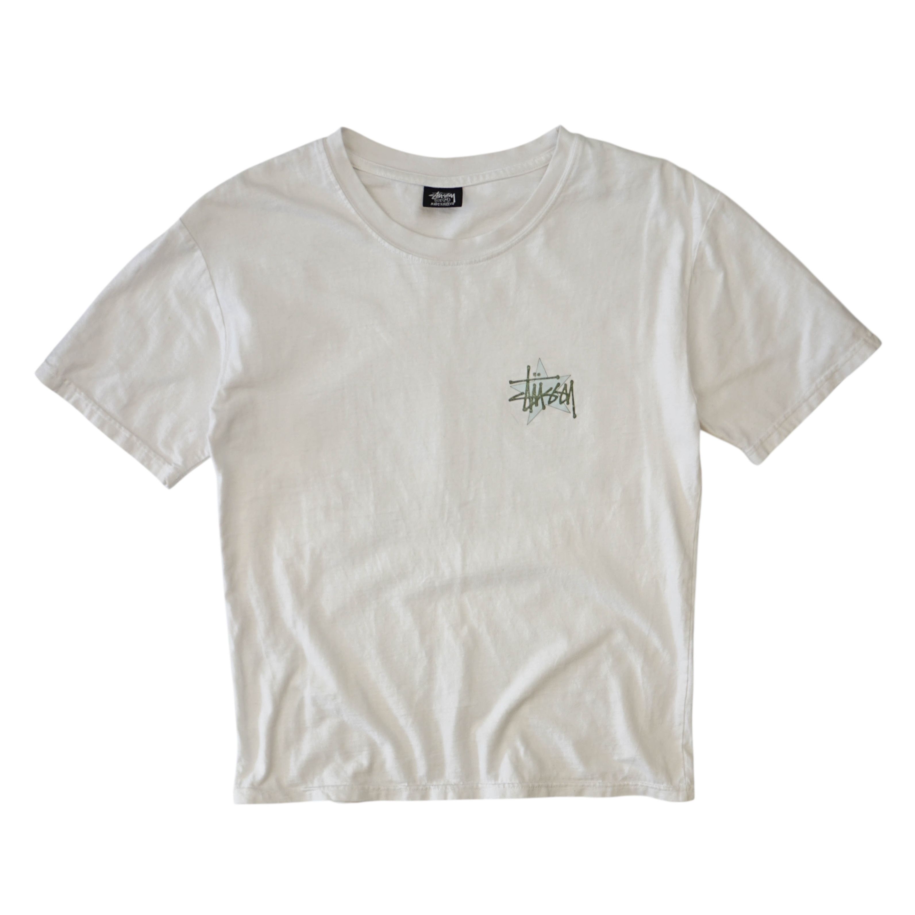 Streetwear × Stussy × Vintage White Stussy popsicle tee
