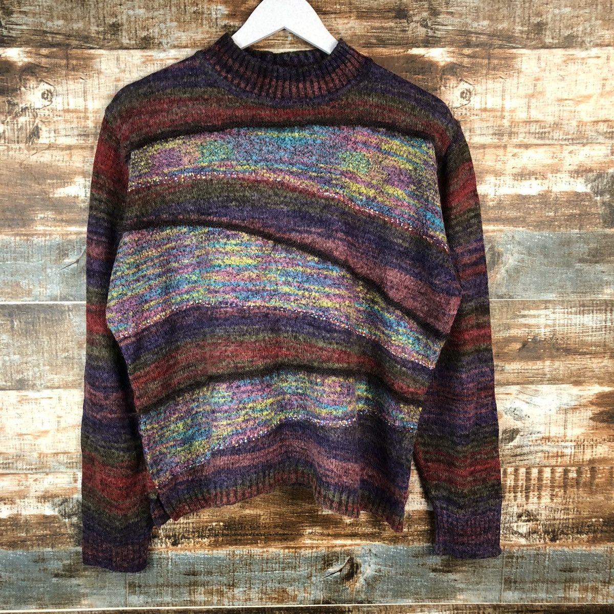 Homespun Knitwear × Japanese Brand Japan vintage rainbow Purple Knitwear #A1371 Size M / US 6-8 / IT 42-44 - 3 Thumbnail
