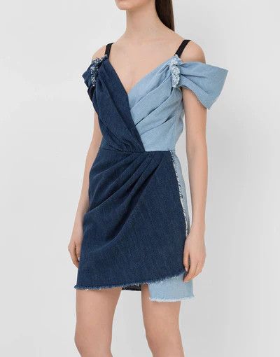 Dolce & Gabbana o1y0825 Denim Mini Dress in Blue Size XS / US 0-2 / IT 36-38 - 2 Thumbnail