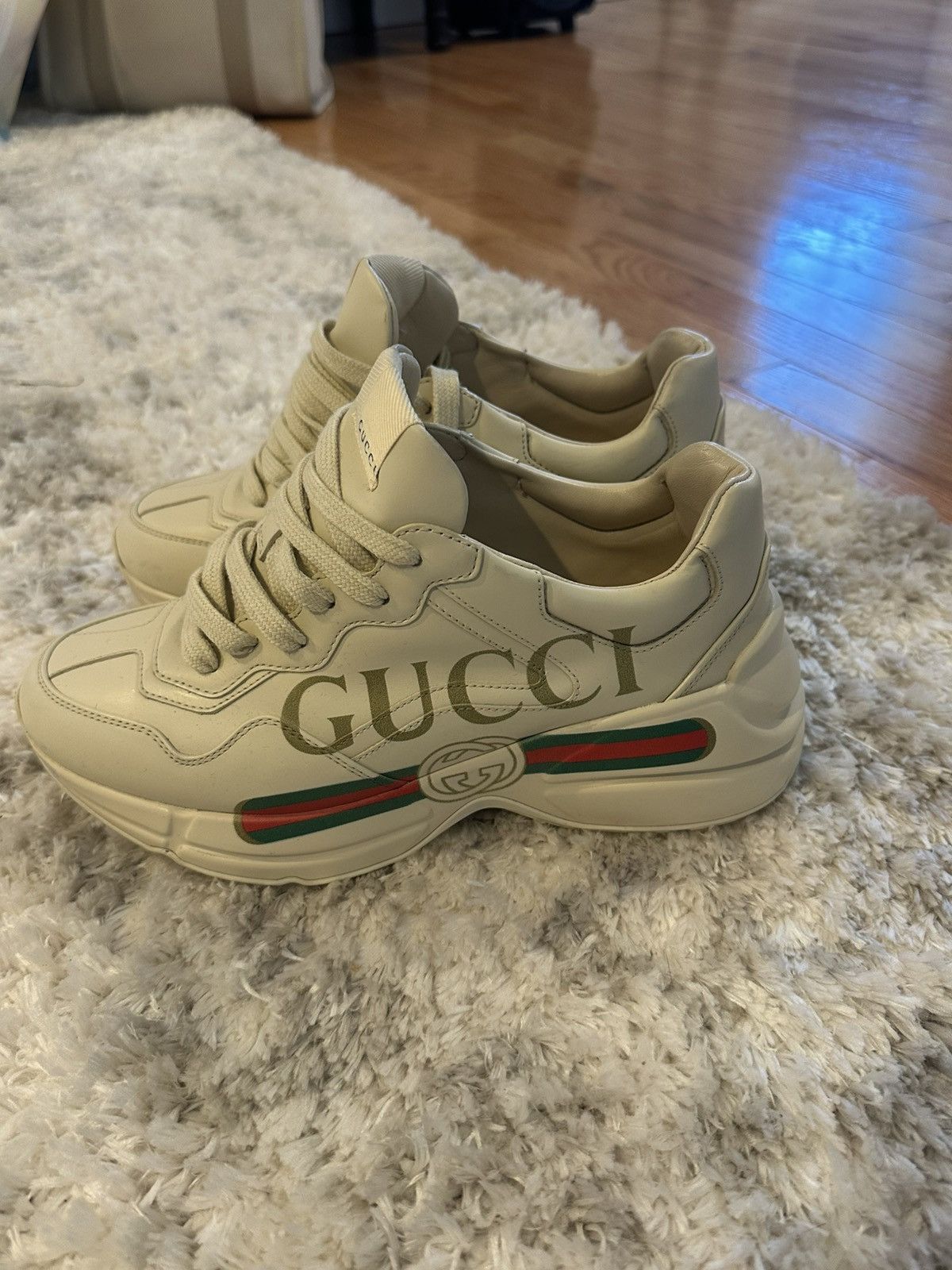Gucci Rhyton Gucci Logo leather sneaker Size US 8.5 / IT 38.5 - 3 Thumbnail
