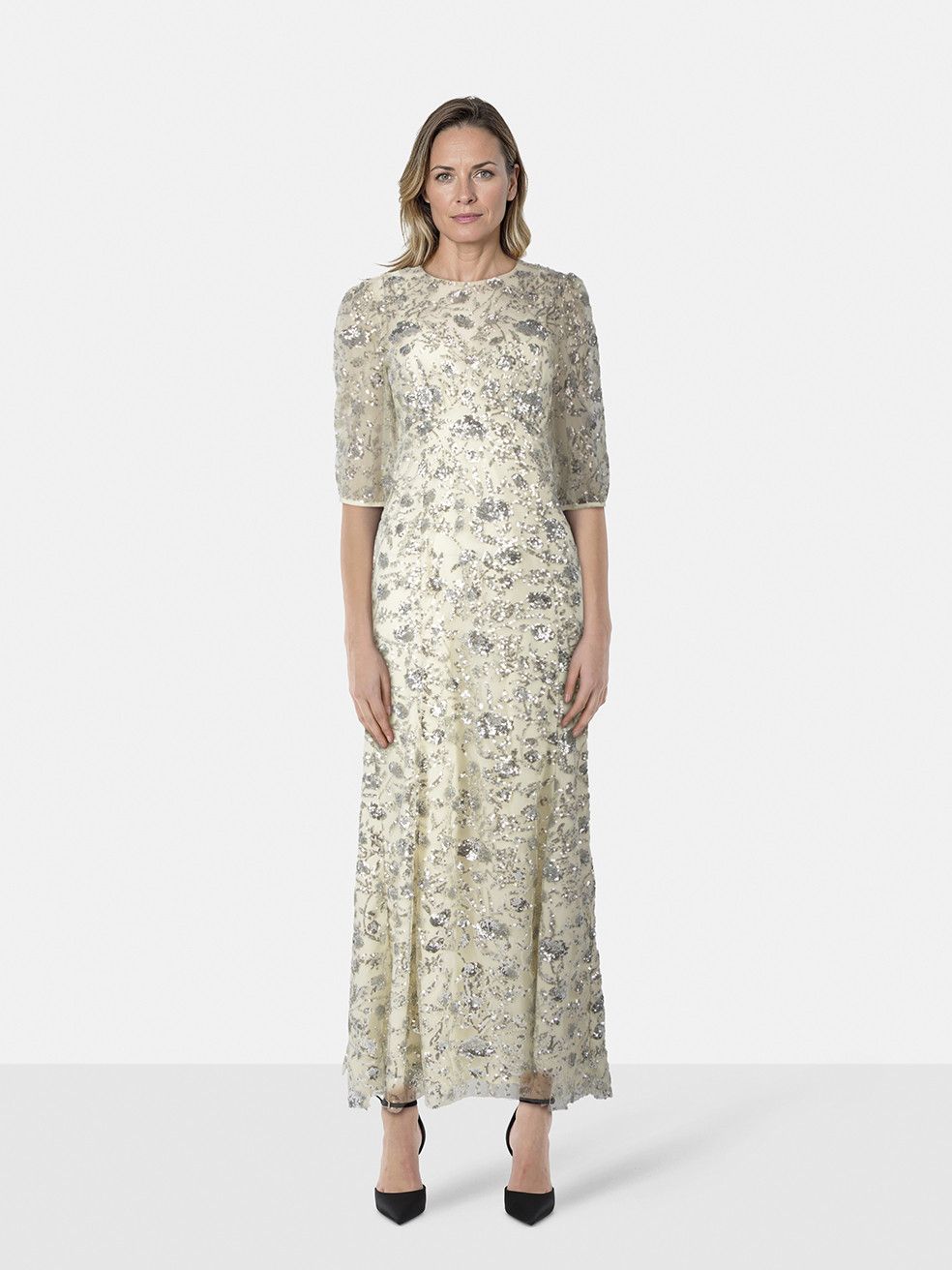 Self-Portrait Champagne Sequinned Maxi Dress Size M / US 6-8 / IT 42-44 - 1 Thumbnail