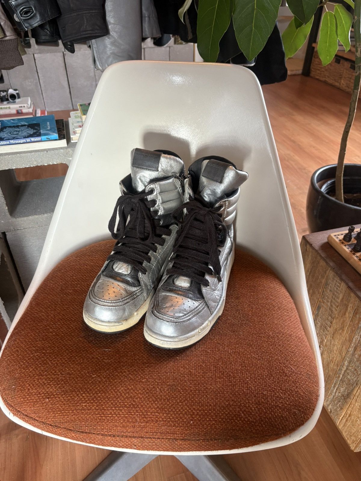 Diet Butcher Slim Skin Studded Hi Top Zip Sneakers Black Silver