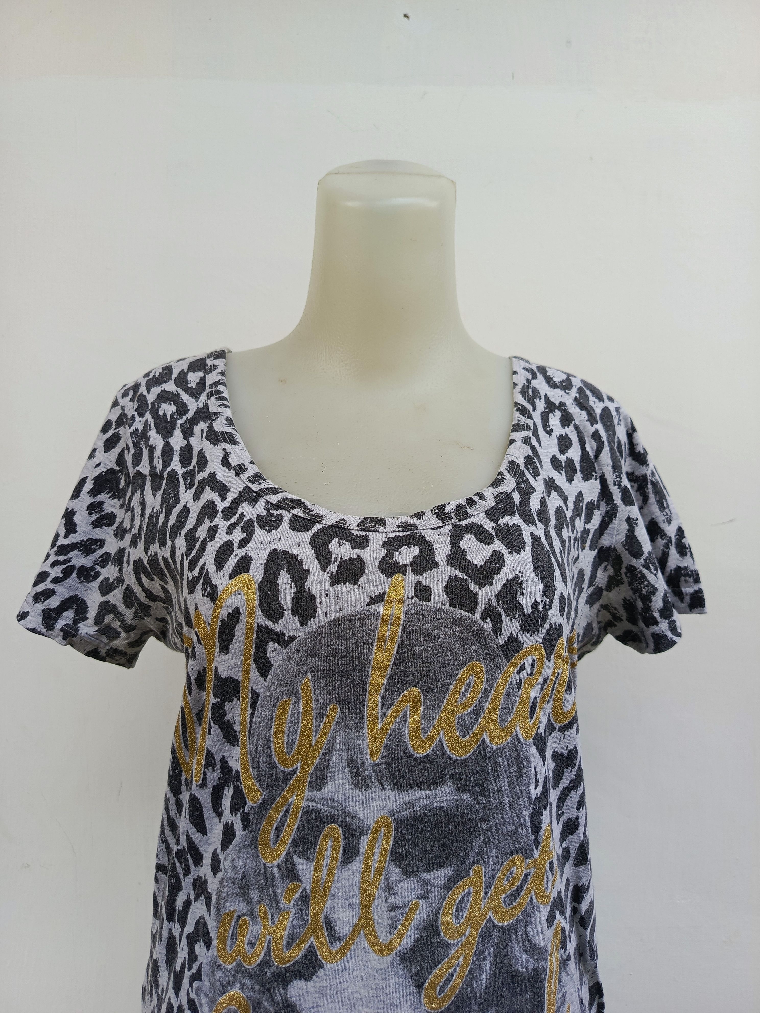 Japanese Brand Splurge Diva Parties Y2K Leopard Print Graphic T-Shirt Size L / US 10 / IT 46 - 2 Thumbnail