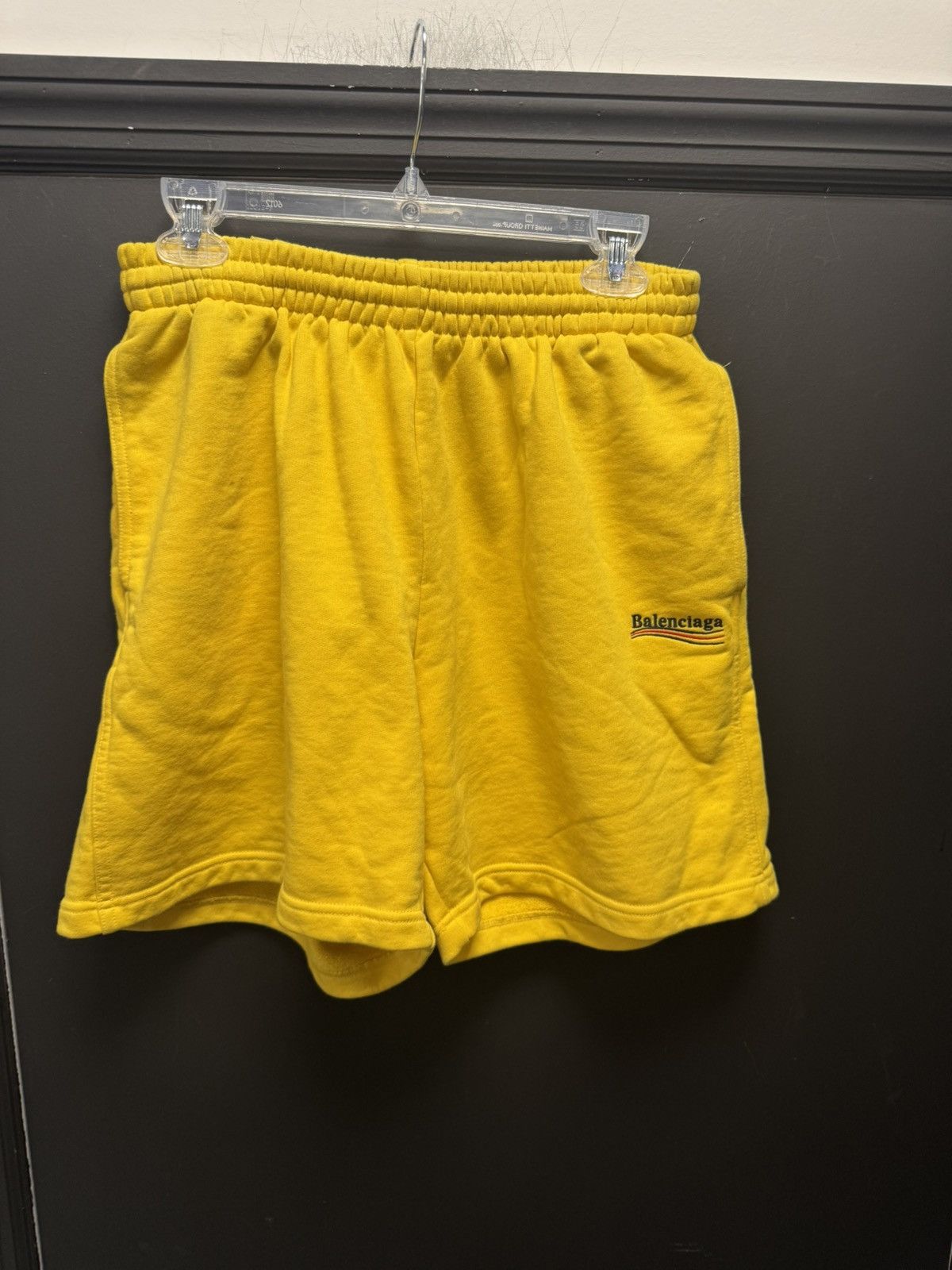 Balenciaga Political Campaign Sweat Short Yellow