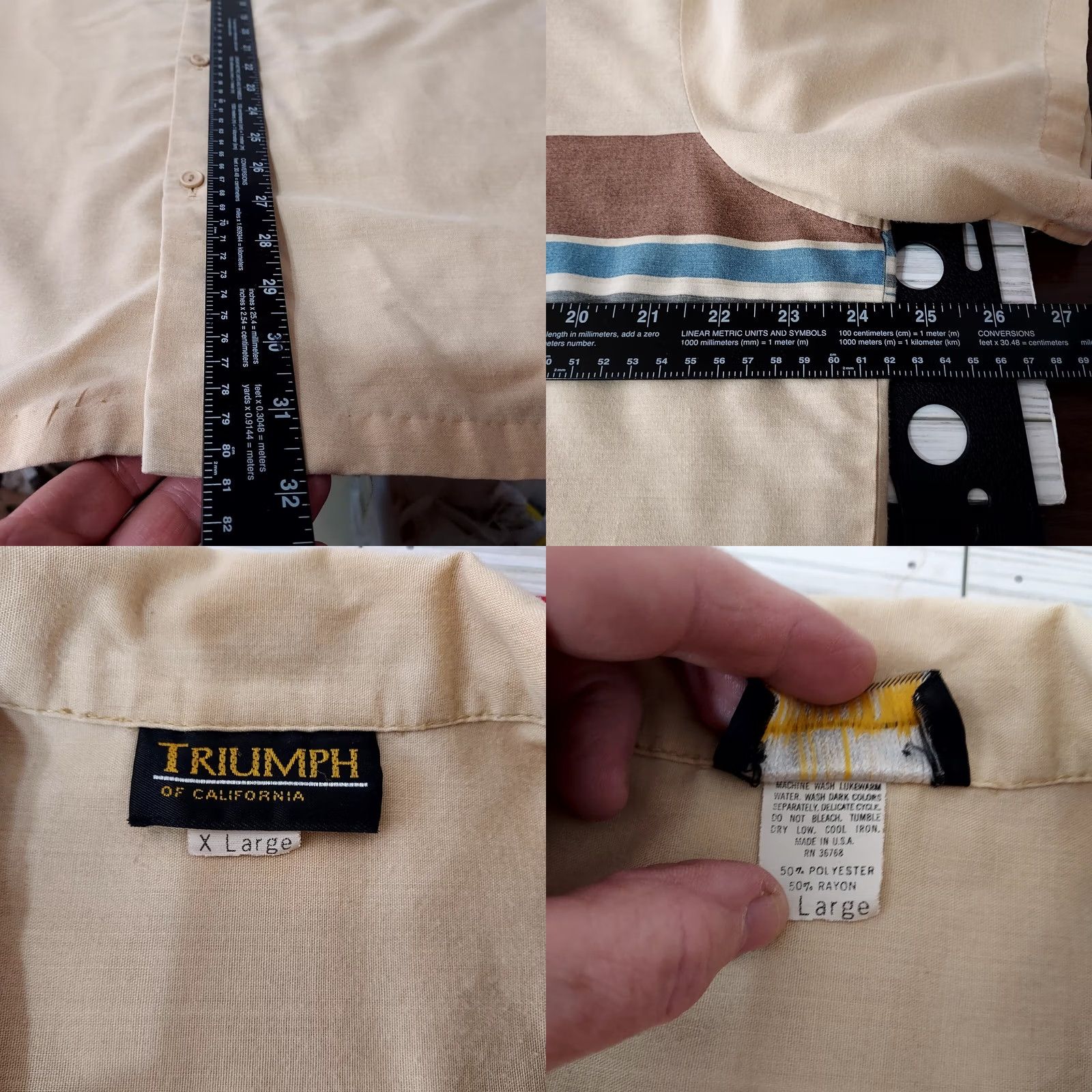 Vintage VINTAGE Triumph Shirt Button-Up XL Adult Short Sleeve Brown & Blue EUC Mens Size US XL / EU 56 / 4 - 8 Thumbnail