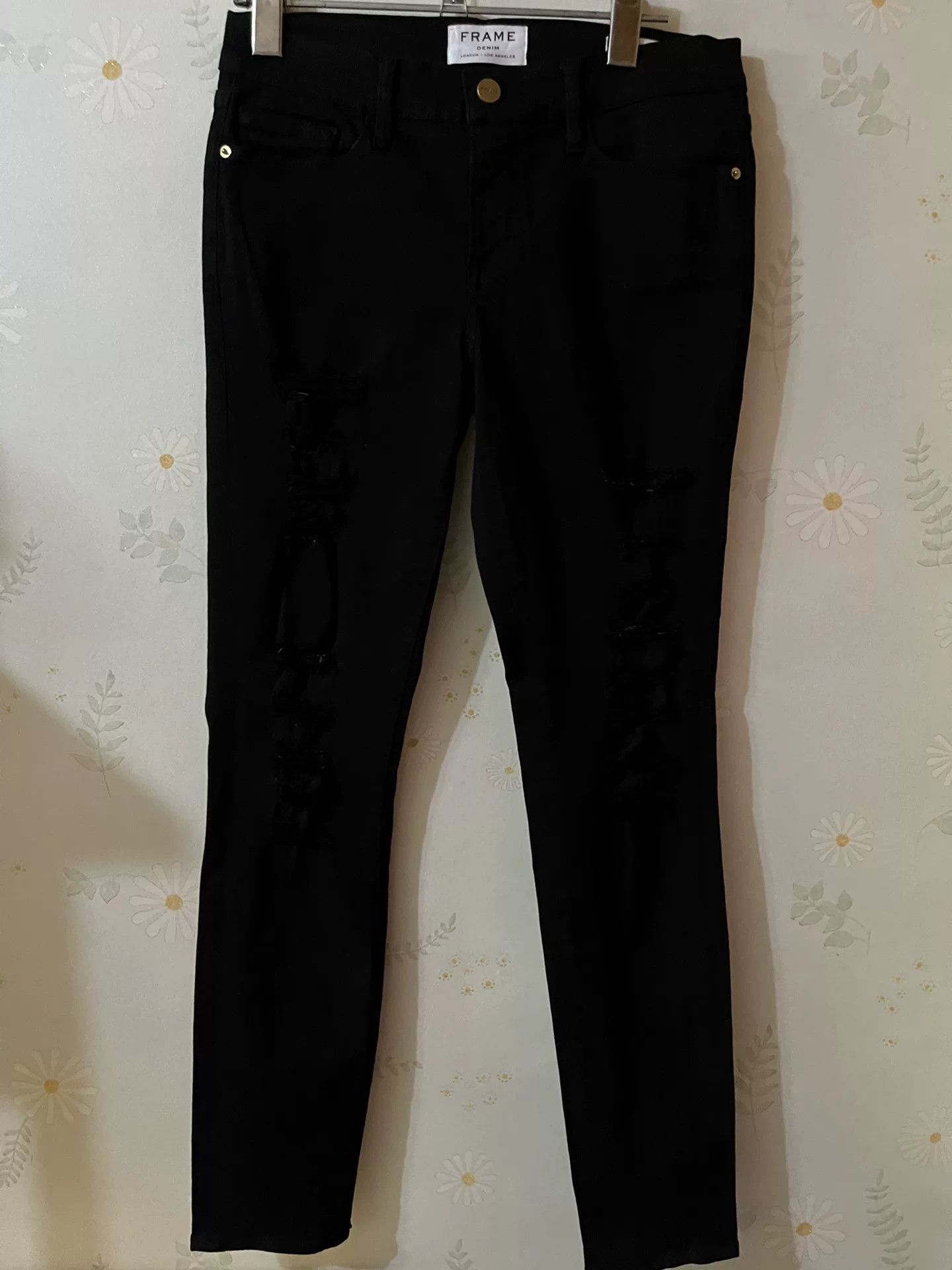 Frame FRAME Black Ripped Slim Jeans Size 28" / US 6 / IT 42 - 1 Thumbnail