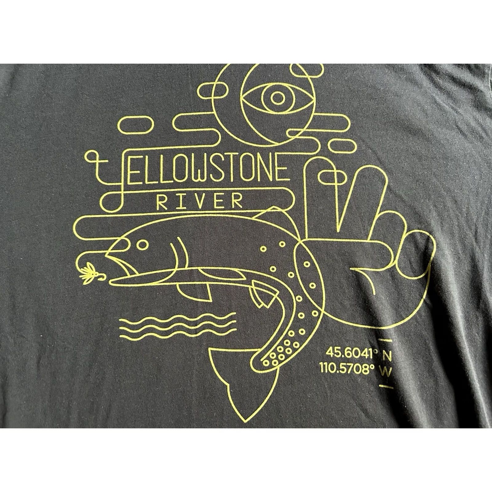 Vintage Simms Short Sleeve Crew Neck T-Shirt Men Large Cotton Blend Yellowstone River Black Graphic Print outdoor Mens Size US L / EU 52-54 / 3 - 3 Thumbnail