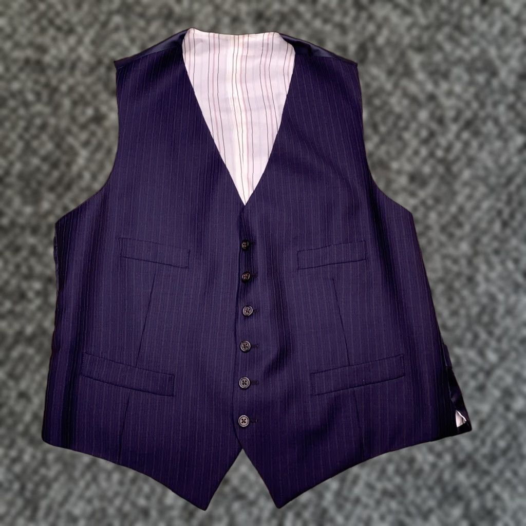 Polo Ralph Lauren Polo Ralph Lauren Suit Lapel Vest Mens 44 Long Navy Blue Striped Wool Size US XXL / EU 58 / 5 - 1 Thumbnail