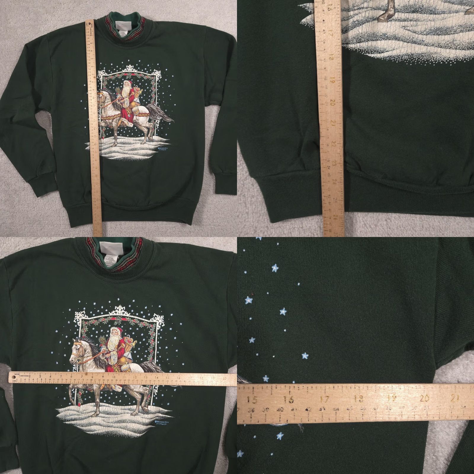 Vintage VINTAGE Morning Sun Sweatshirt Womens M Green Mock Neck Santa 90s Casual Winter Xmas Holiday Size M / US 6-8 / IT 42-44 - 8 Thumbnail