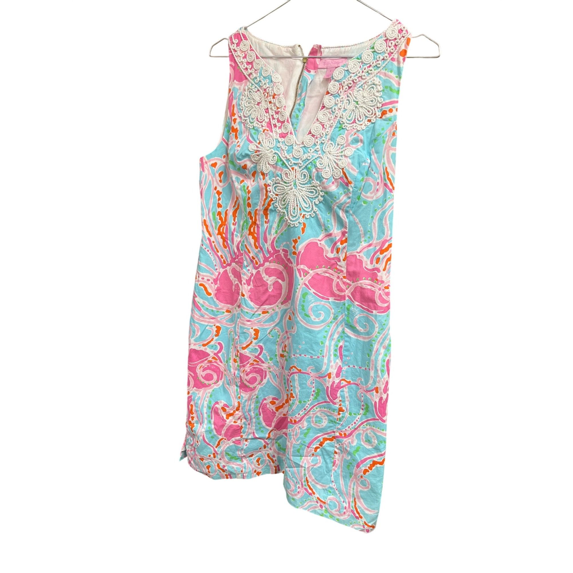 Lilly Pulitzer Lily Pulitzer wms pink aqual embroided spring summer midi dr Size M / US 6-8 / IT 42-44 - 7 Thumbnail