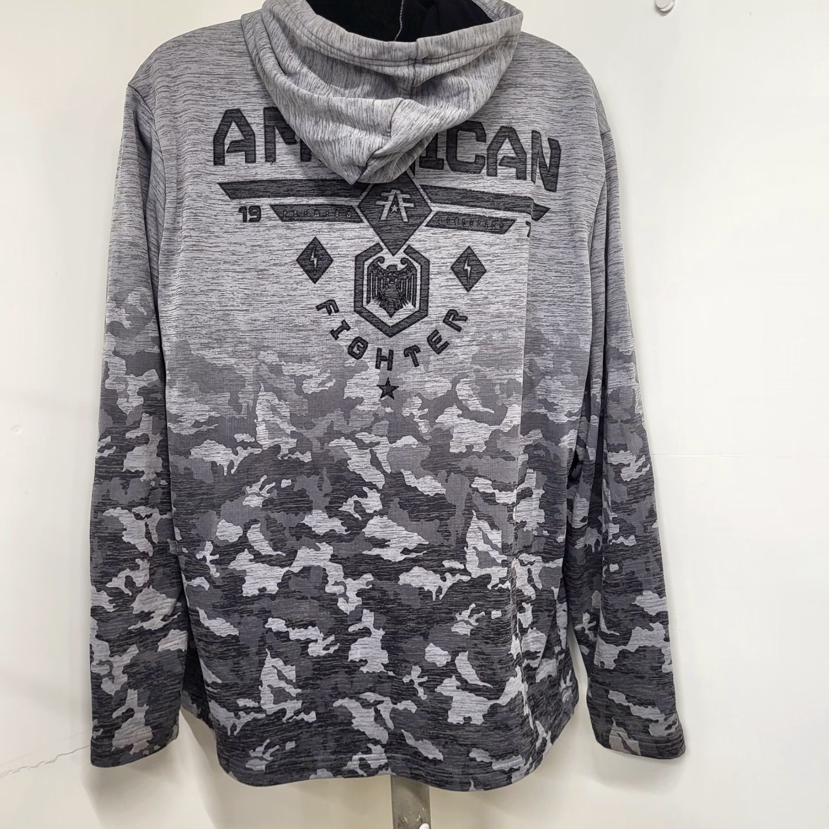 Vintage American Fighter Hoodie Men's 2XL Gray Long Sleeve Pullover Sweatshirt Size US XXL / EU 58 / 5 - 5 Thumbnail