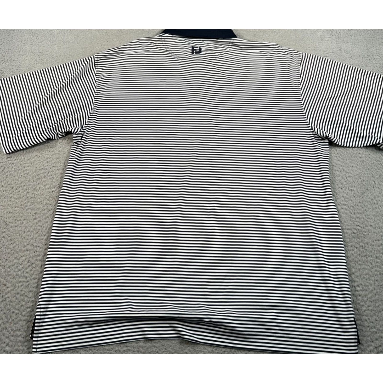 Footjoy FootJoy ProDry Lisle Polo Shirt Men's XL White Striped Golf Performance Stretch Size US XL / EU 56 / 4 - 2 Thumbnail