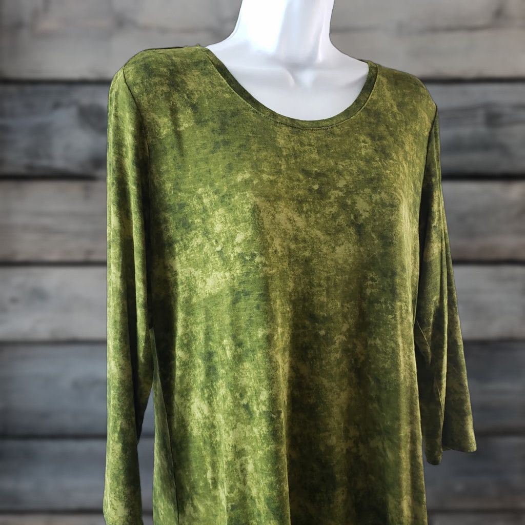 Vintage LOGO by Lori Goldstein Tunic Shirt Womens Sz Small Green 3/4 Sleeve Hi-Low Blouse Size S / US 4 / IT 40 - 1 Thumbnail