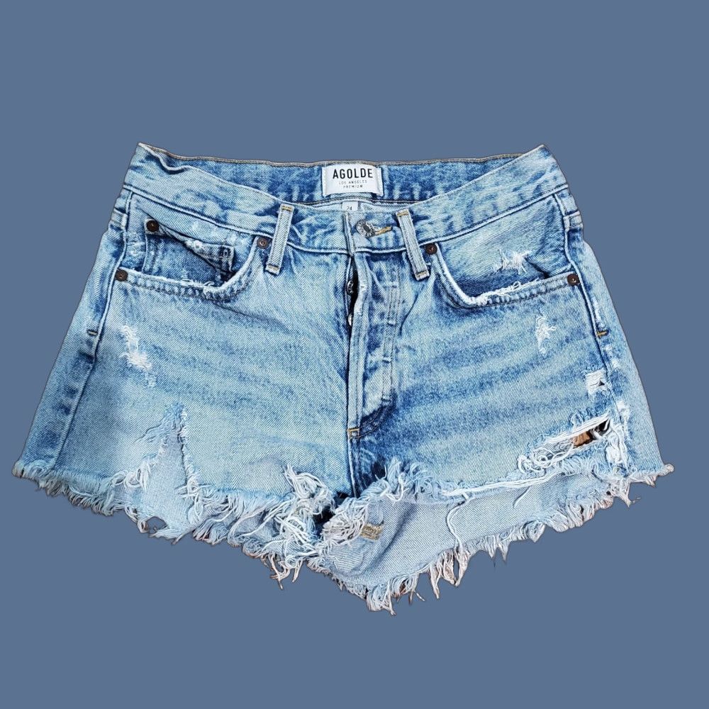 Agolde AGOLDE Parker Vintage Jean Shorts Women Size 24 Denim Cut Offs Frayed-Hem Size 42" / US 20 - 1 Thumbnail