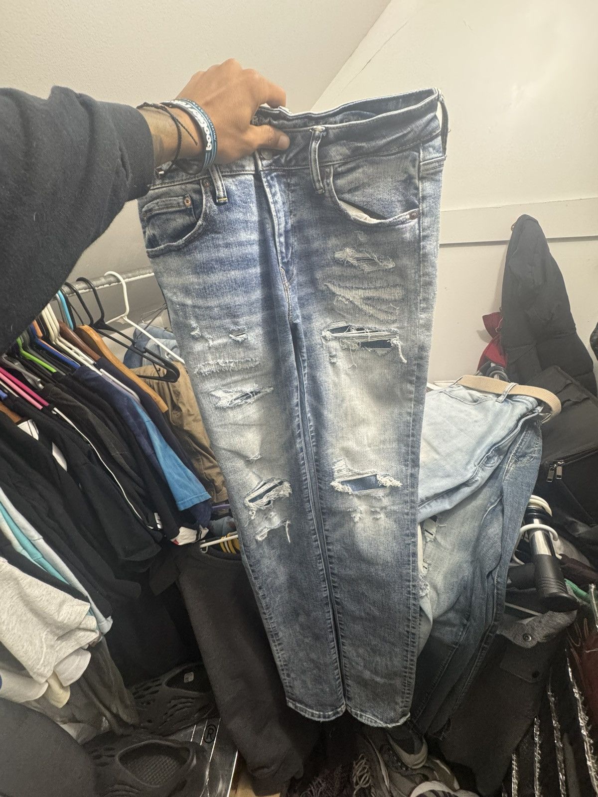 American Eagle Outfitters Stacked Skinny American Eagle Ripped Jeans Size US 32 / EU 48 - 1 Thumbnail