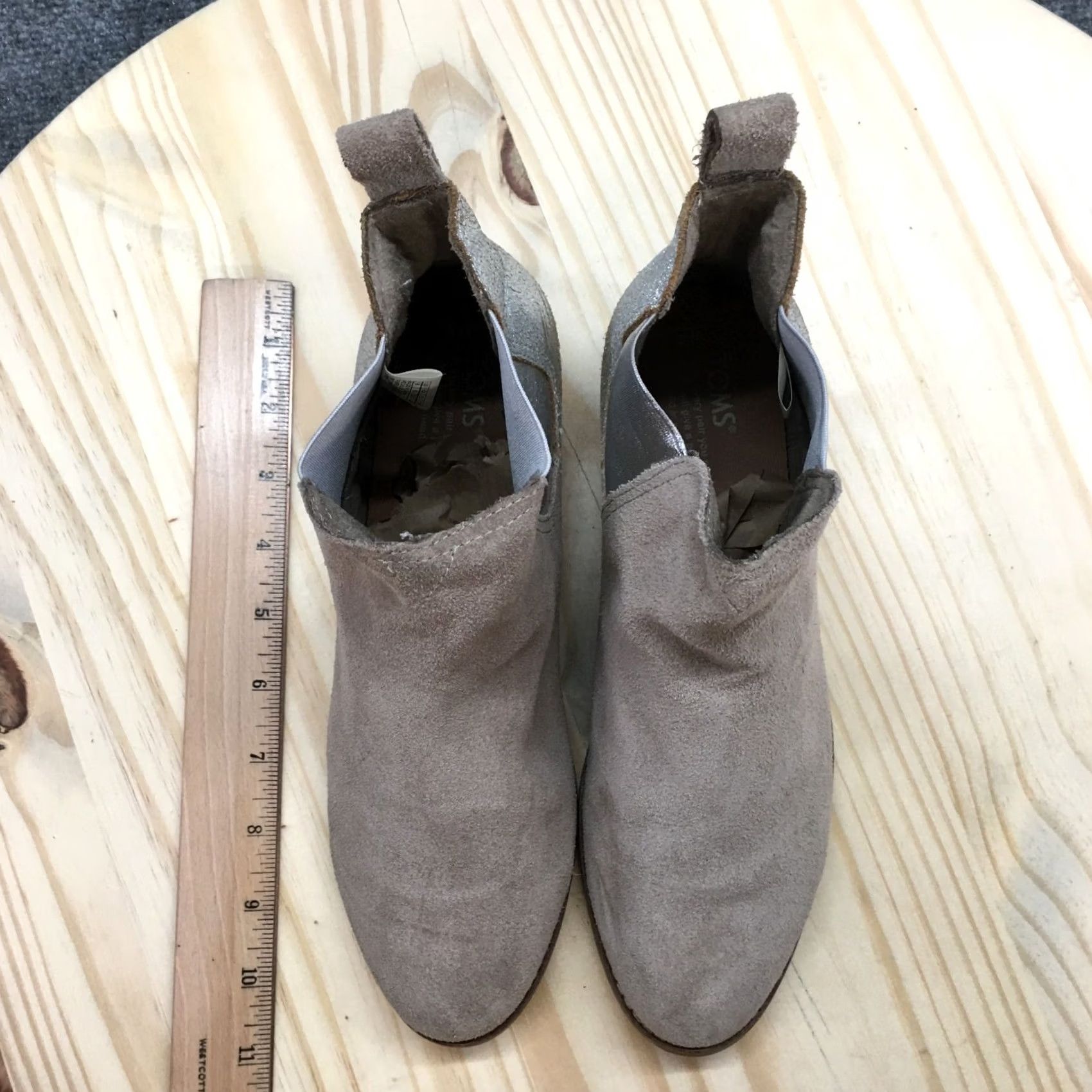 Toms TOMS Boots Womens 8 Ella Ankle Chelsea Casual Gray Leather Pull On Size US 8 / IT 38 - 7 Thumbnail