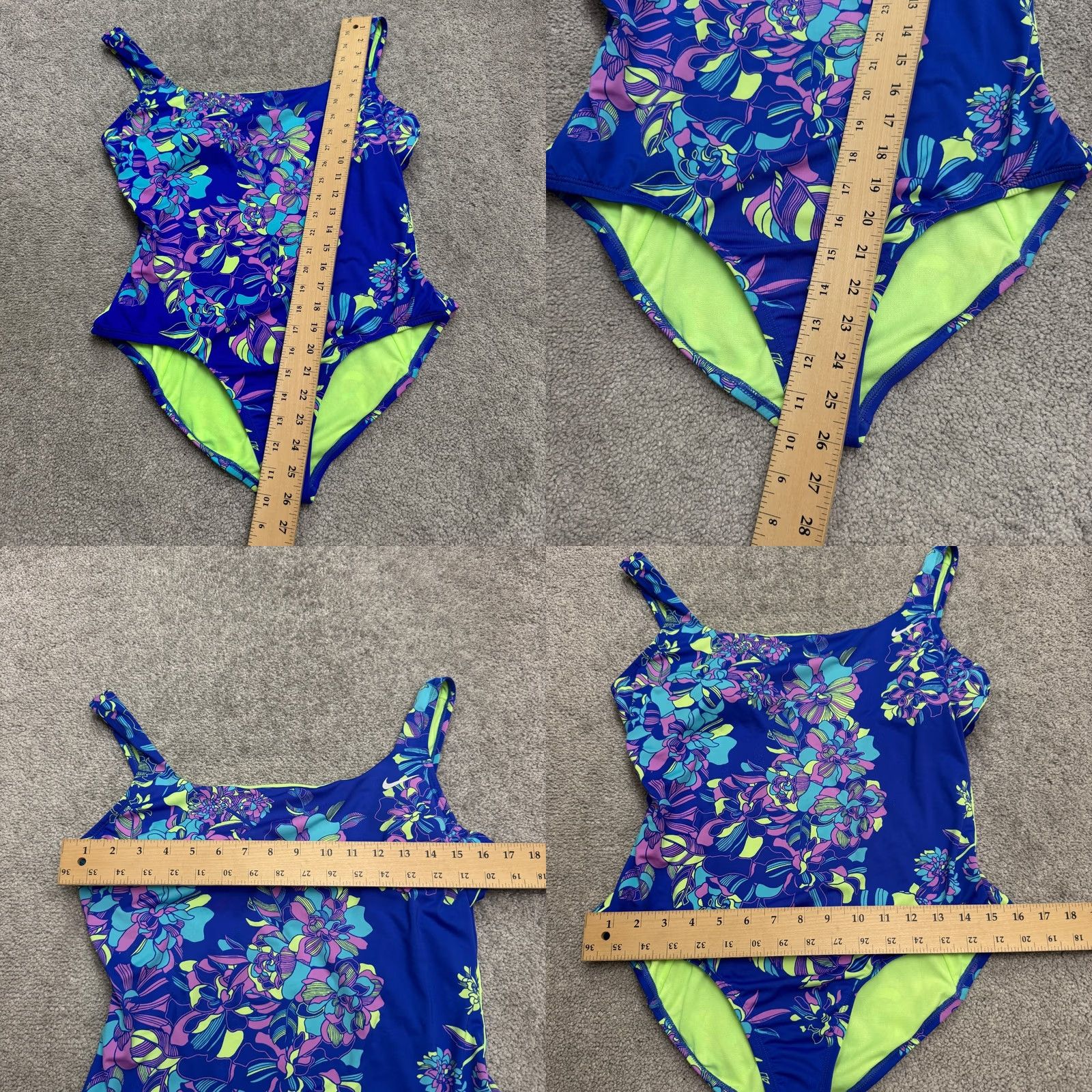 Nike Nike One Piece Swimsuit Women Large Blue Floral Backless Padded Beachwear Summer Size ONE SIZE - 8 Thumbnail