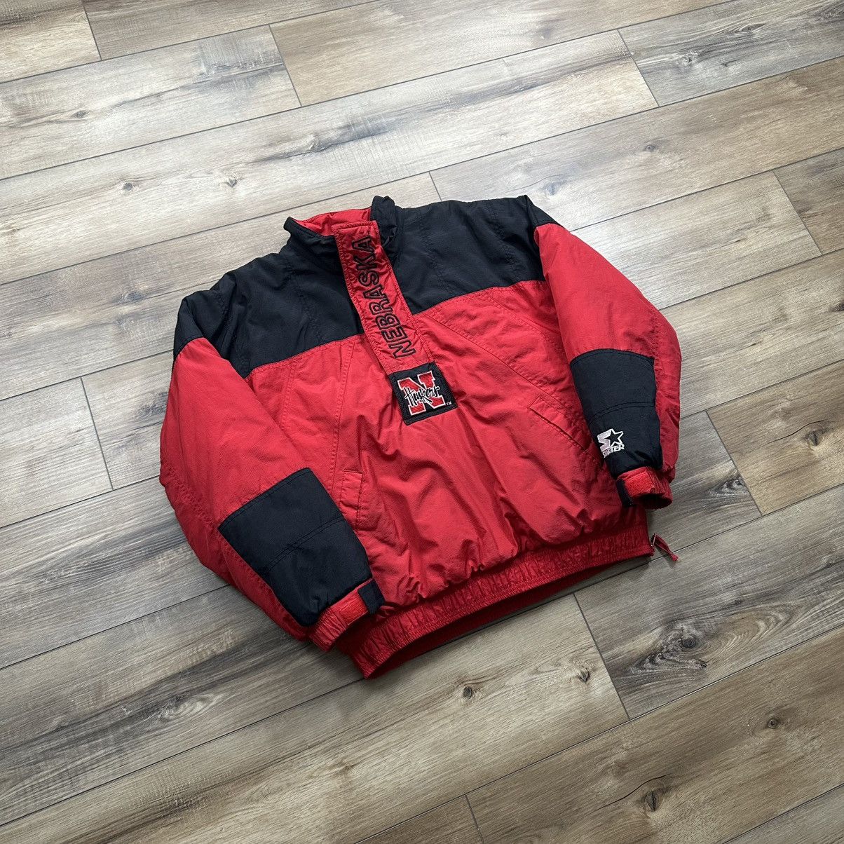 Starter Vintage 2000s Starter Nebraska Red and Black Puffer Jacket Size US S / EU 44-46 / 1 - 2 Thumbnail