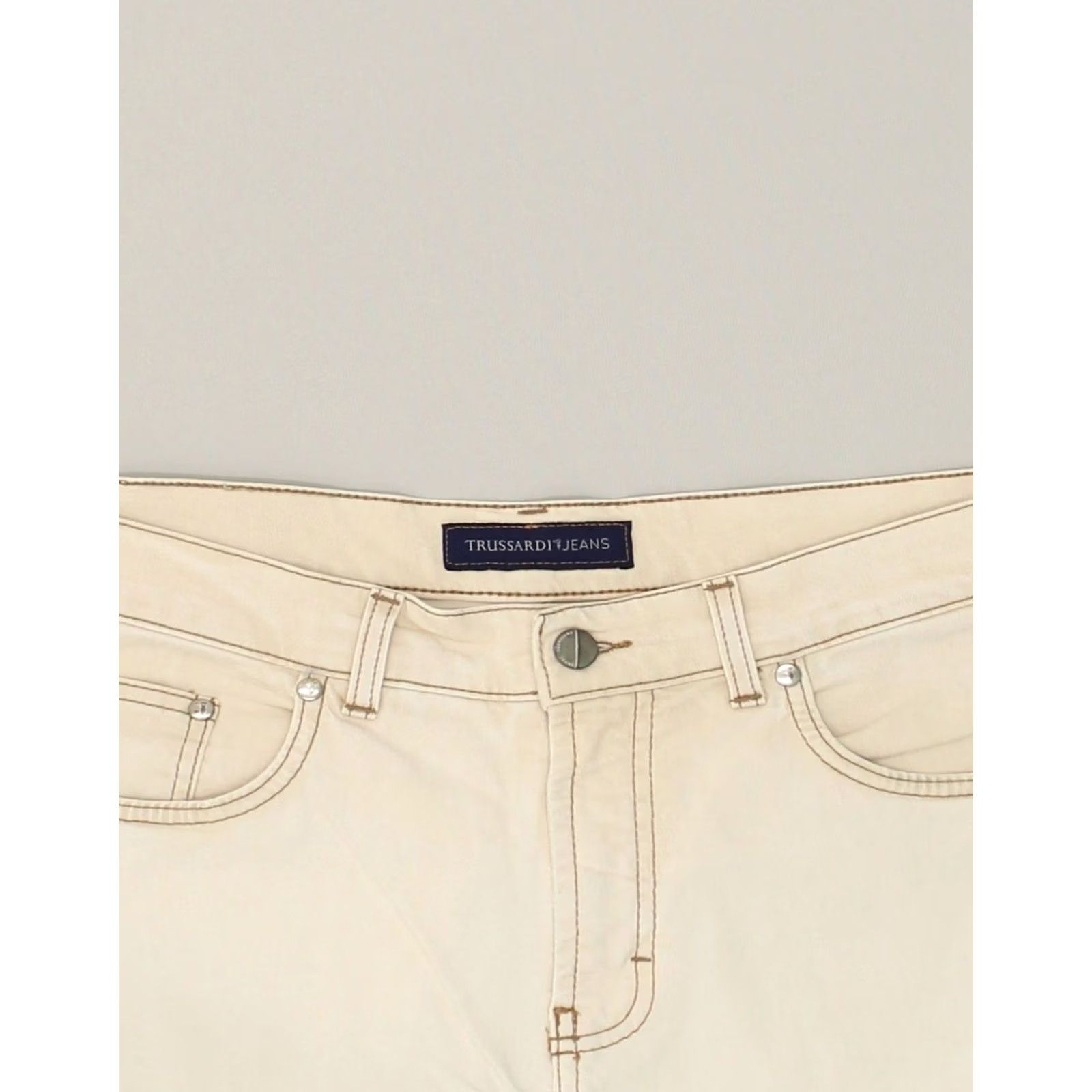 Trussardi TRUSSARDI JEANS Womens Straight Jeans Beige Cotton W34 L30 Size 24" / US 00 / IT 34 - 4 Thumbnail