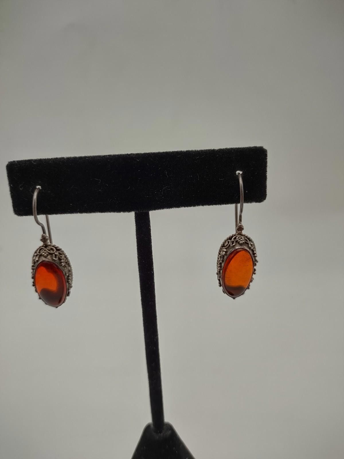 The Unbranded Brand 925 Israel Carnelian Filigree Drop Earrings Sterling Size ONE SIZE - 1 Thumbnail