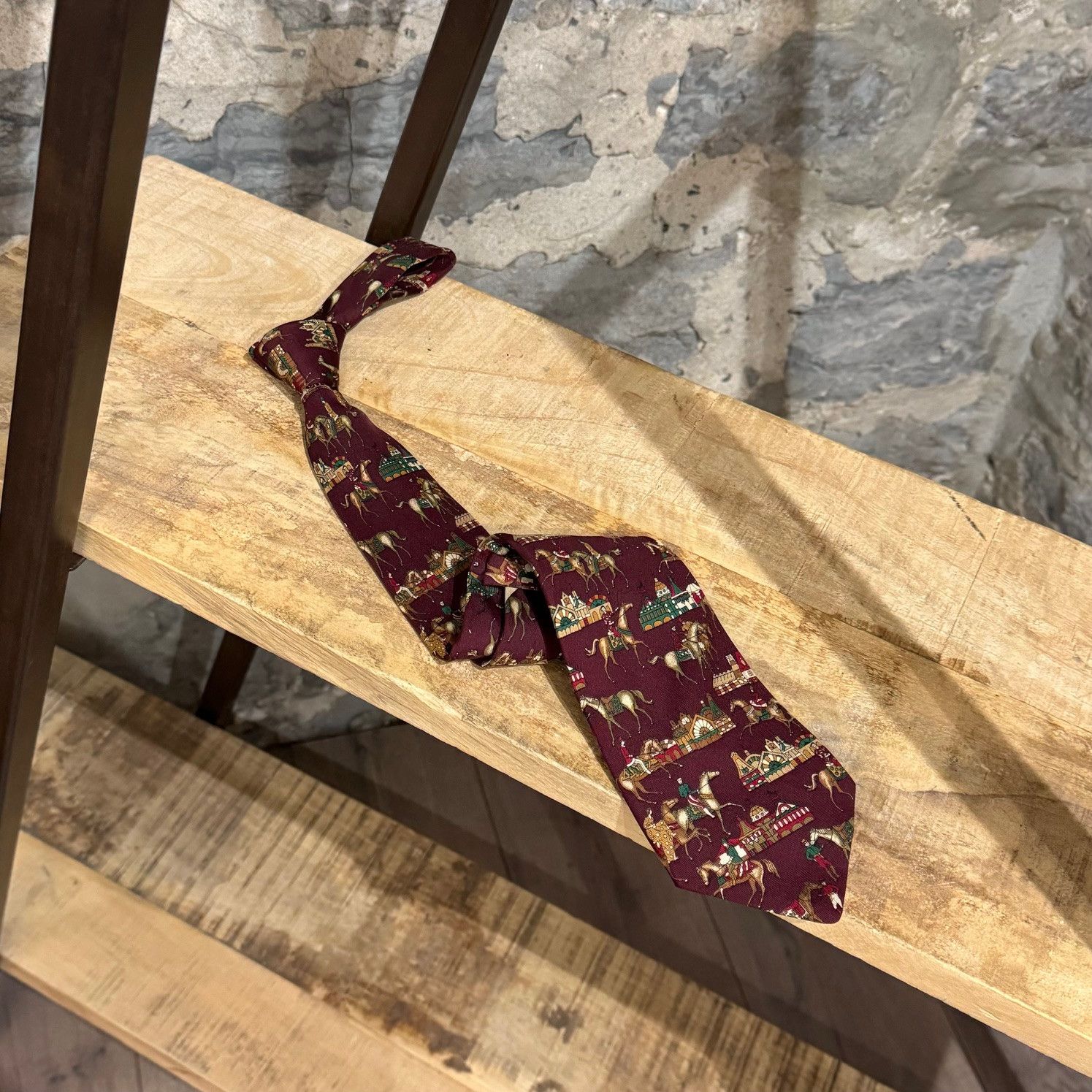 Salvatore Ferragamo Salvatore Ferragamo Burgundy Red Horseback Riding Silk Tie Size ONE SIZE - 1 Thumbnail