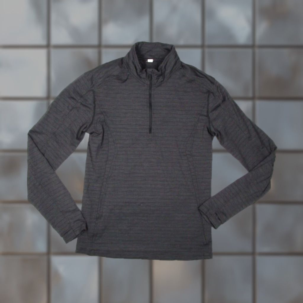 Lululemon Lululemon Mens Gray Striped Long Sleeve 1/4 Zip Pullover - Classic Fit, Lightweight, All Seasons, Run, Hiking, CrossFit, Golf - Size M Size US M / EU 48-50 / 2 - 1 Thumbnail