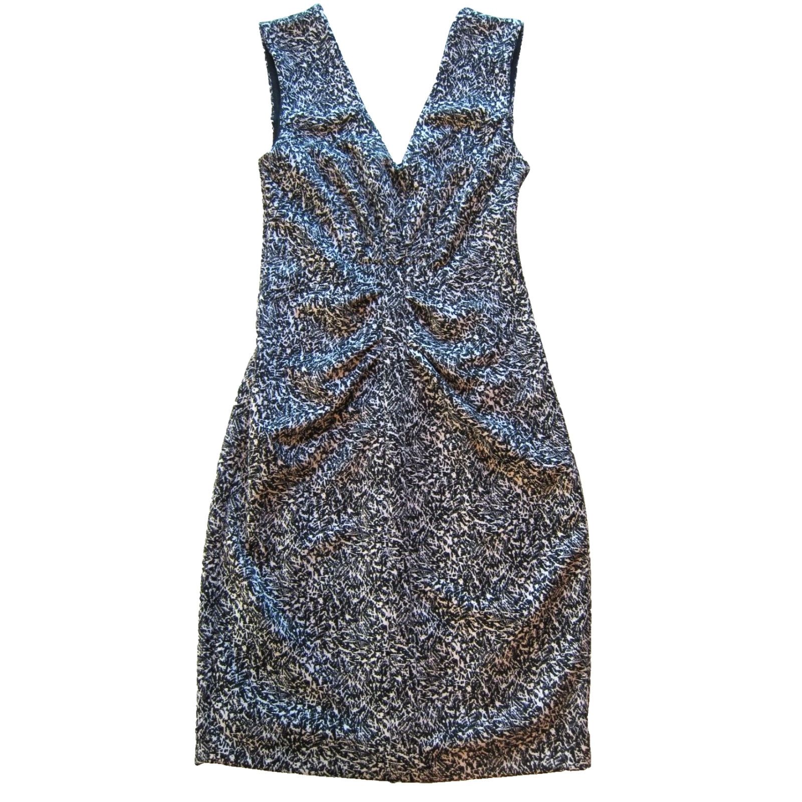 Express EXPRESS Black White Geometric Stretch Fitted Sleeveless Sheath Tank Dress 0 Size XS / US 0-2 / IT 36-38 - 2 Thumbnail